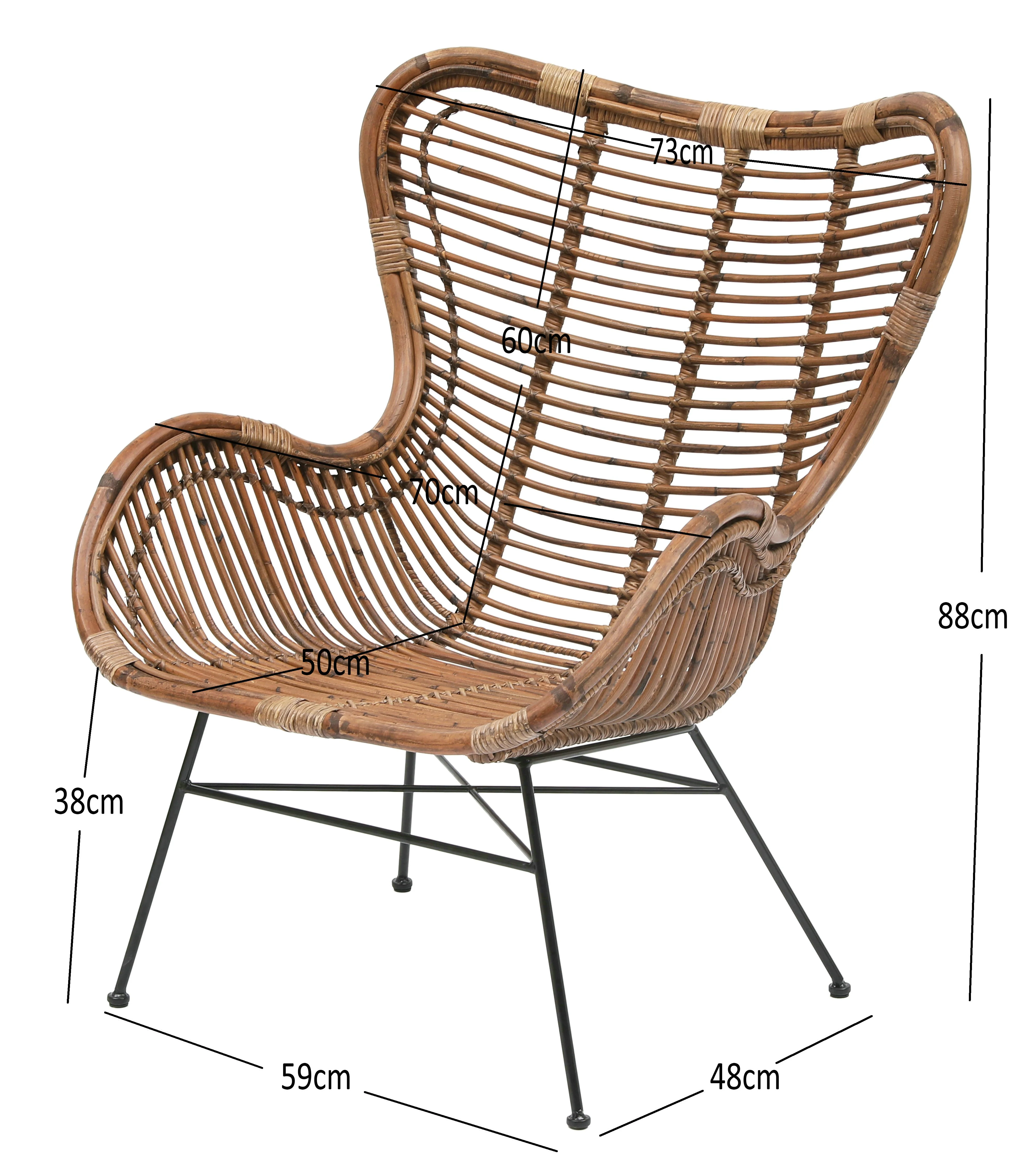 JAKARTA - Fauteuil en métal et rotin naturel - Image 4