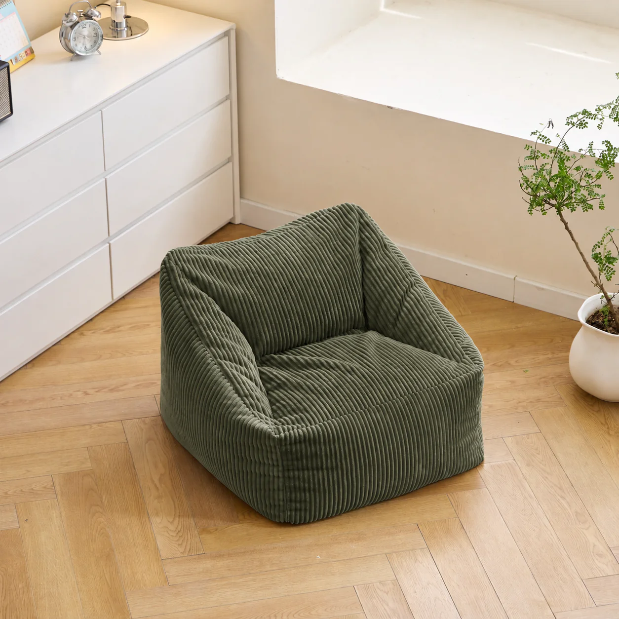 JON - Pouf en velours côtelé vert - Image 5