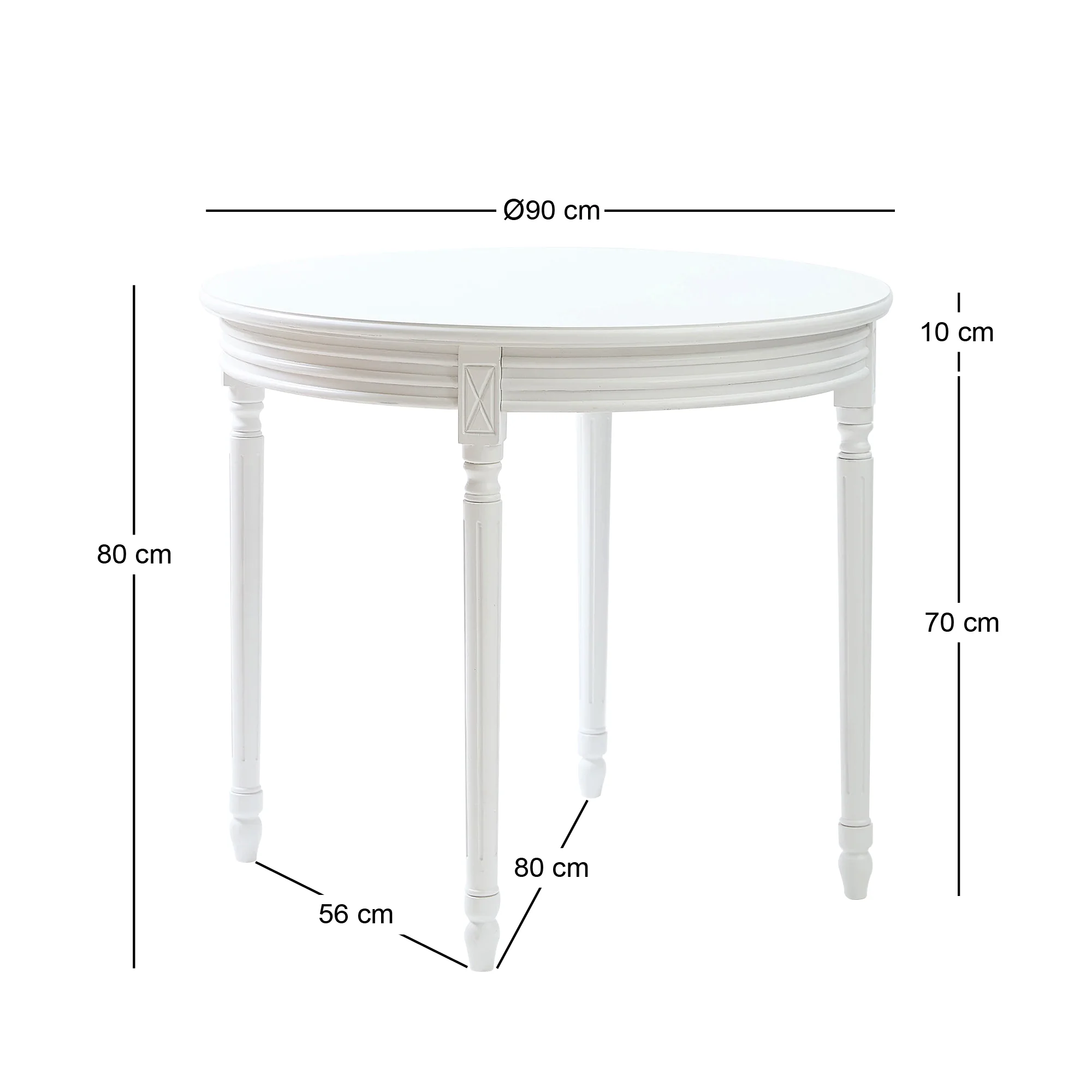KAJANI - Table à manger 4 personnes ronde en bois de pin blanc - Image 4