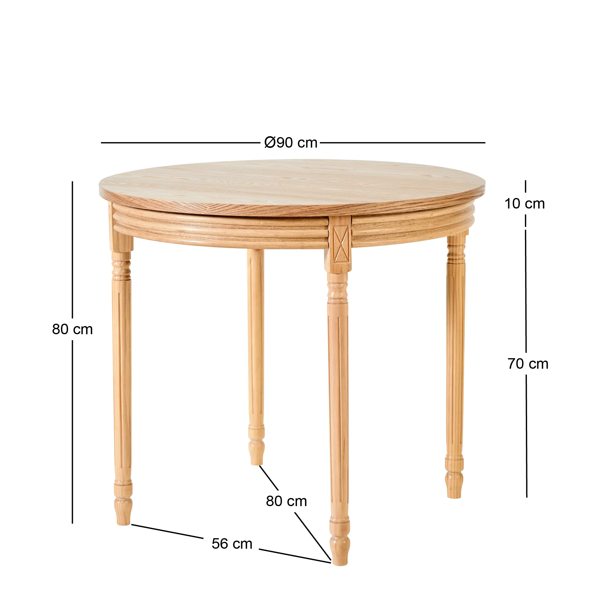 KAJANI - Table à manger 4 personnes ronde en bois de pin - Image 7