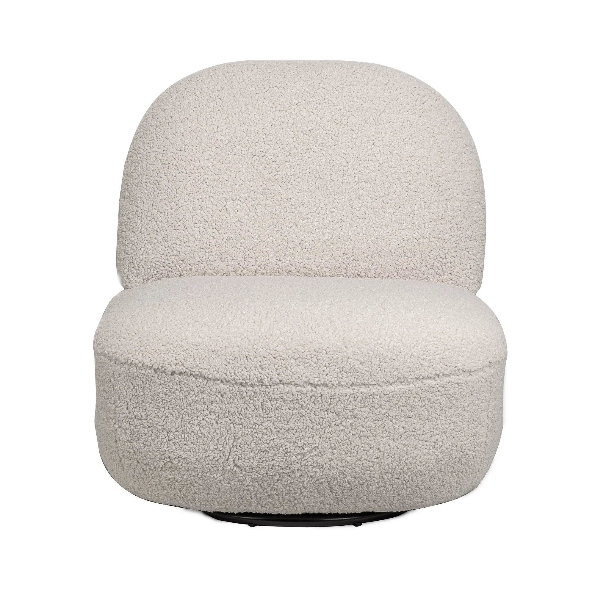 KAMPALA - Fauteuil de salon pivotant swivel en bouclettes blanches - Image 5