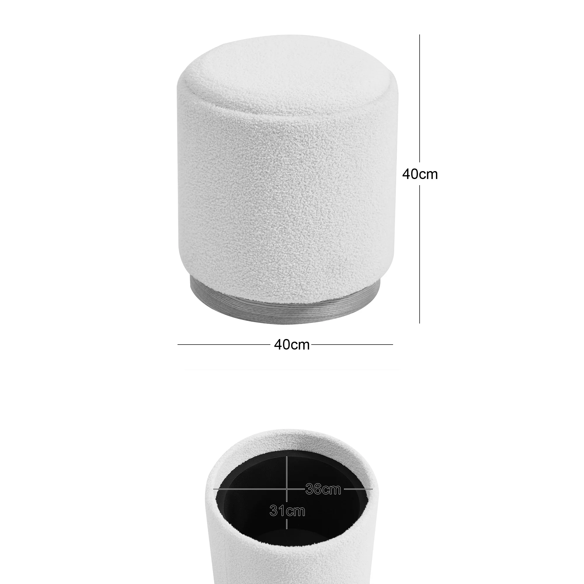 KEMI - Pouf avec rangement en bouclettes blanches - Image 4