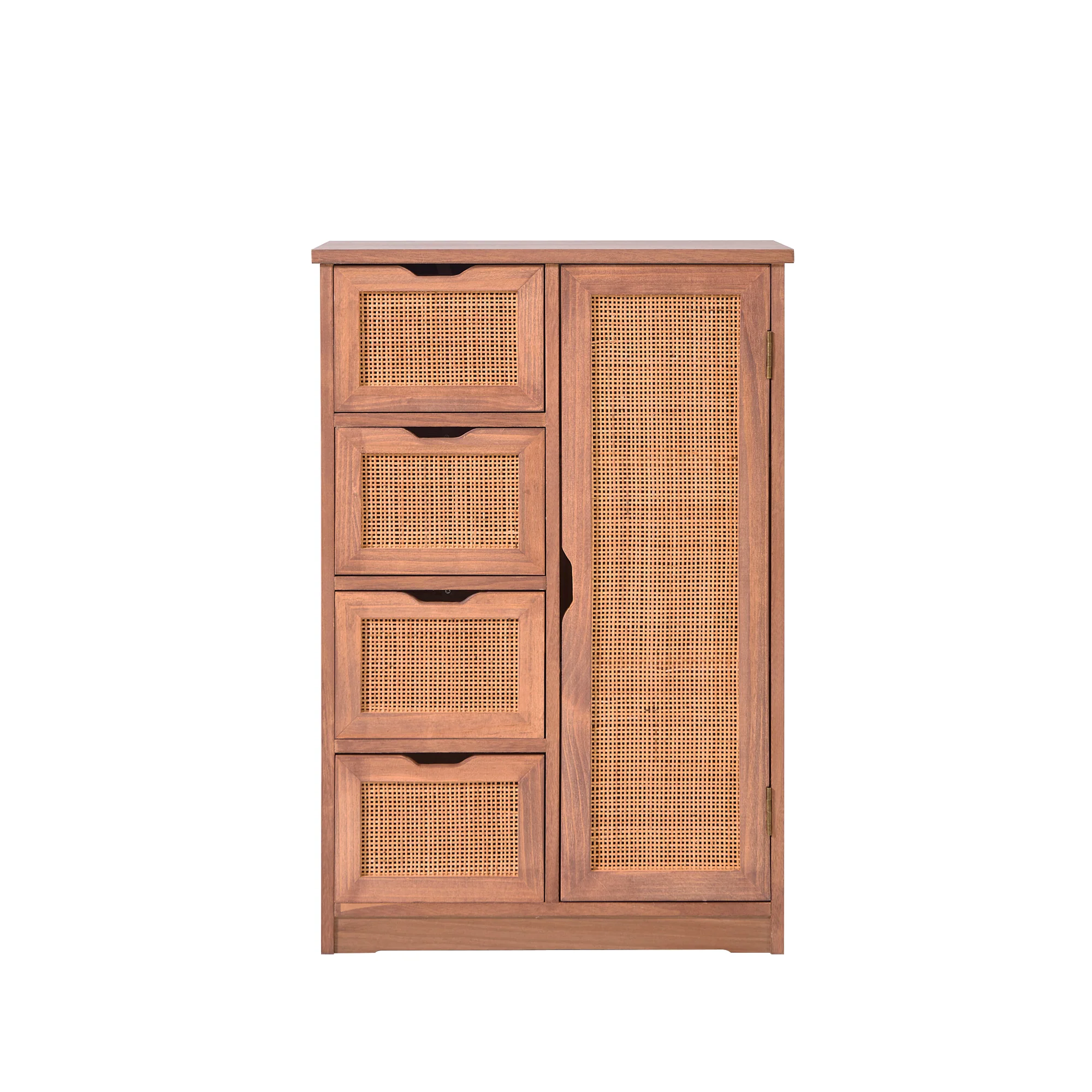 KIEL - Buffet meuble de rangement en bois de noyer et rotin - Image 9