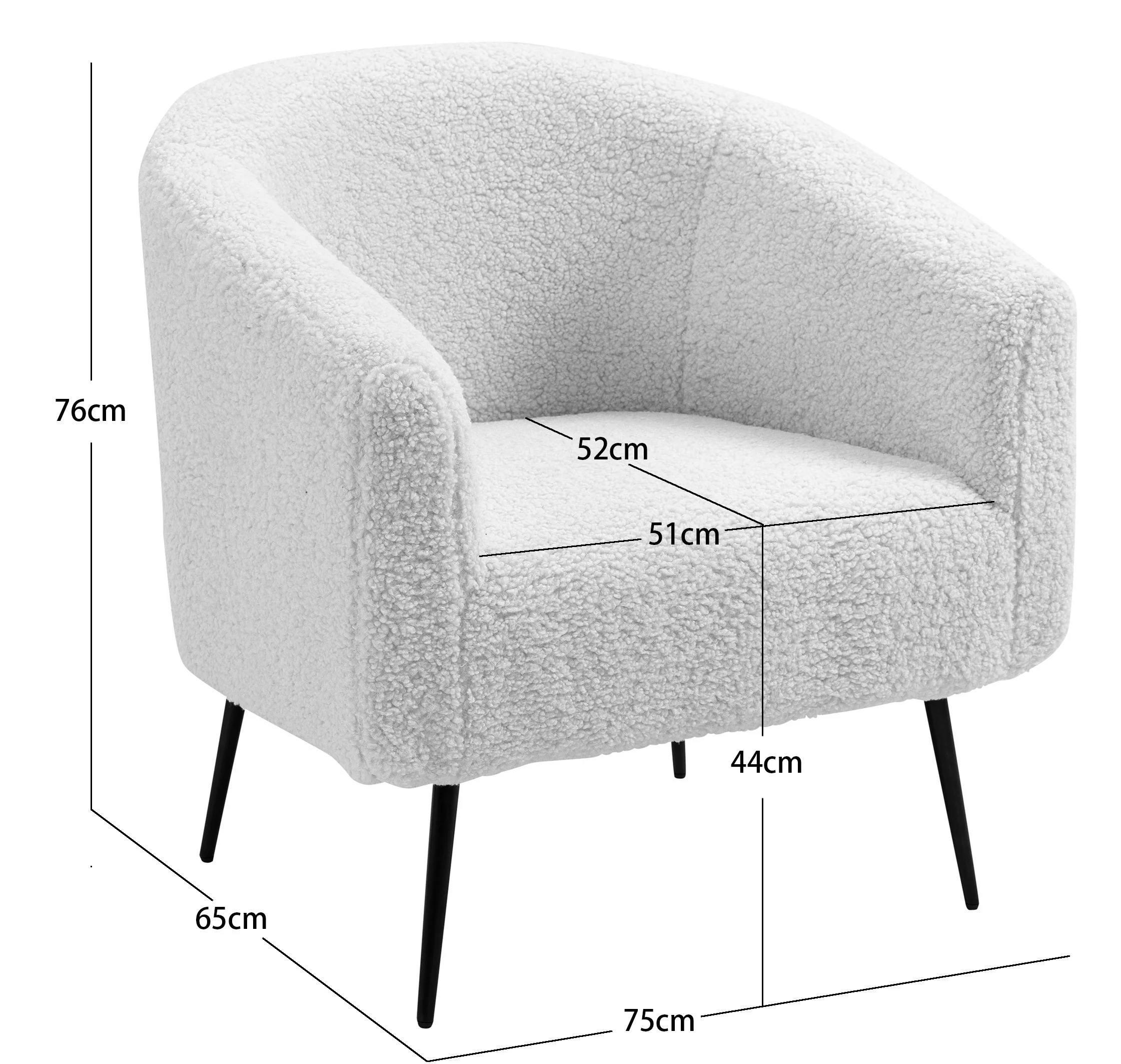 KIRUNA - Fauteuil de salon en métal et bouclettes blanches - Image 5