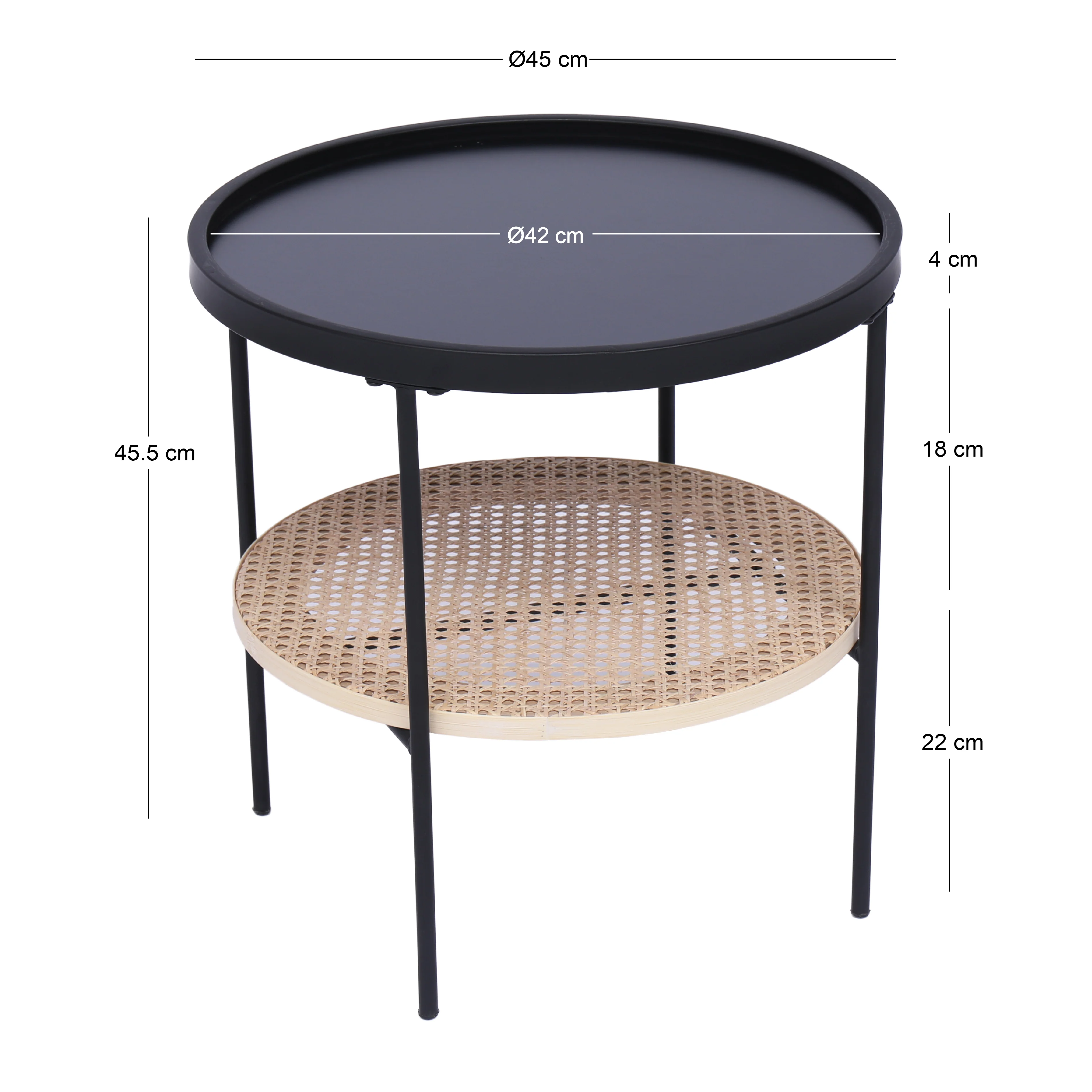 KIRYU - Table d'appoint en métal avec rangement en rotin naturel - Image 4