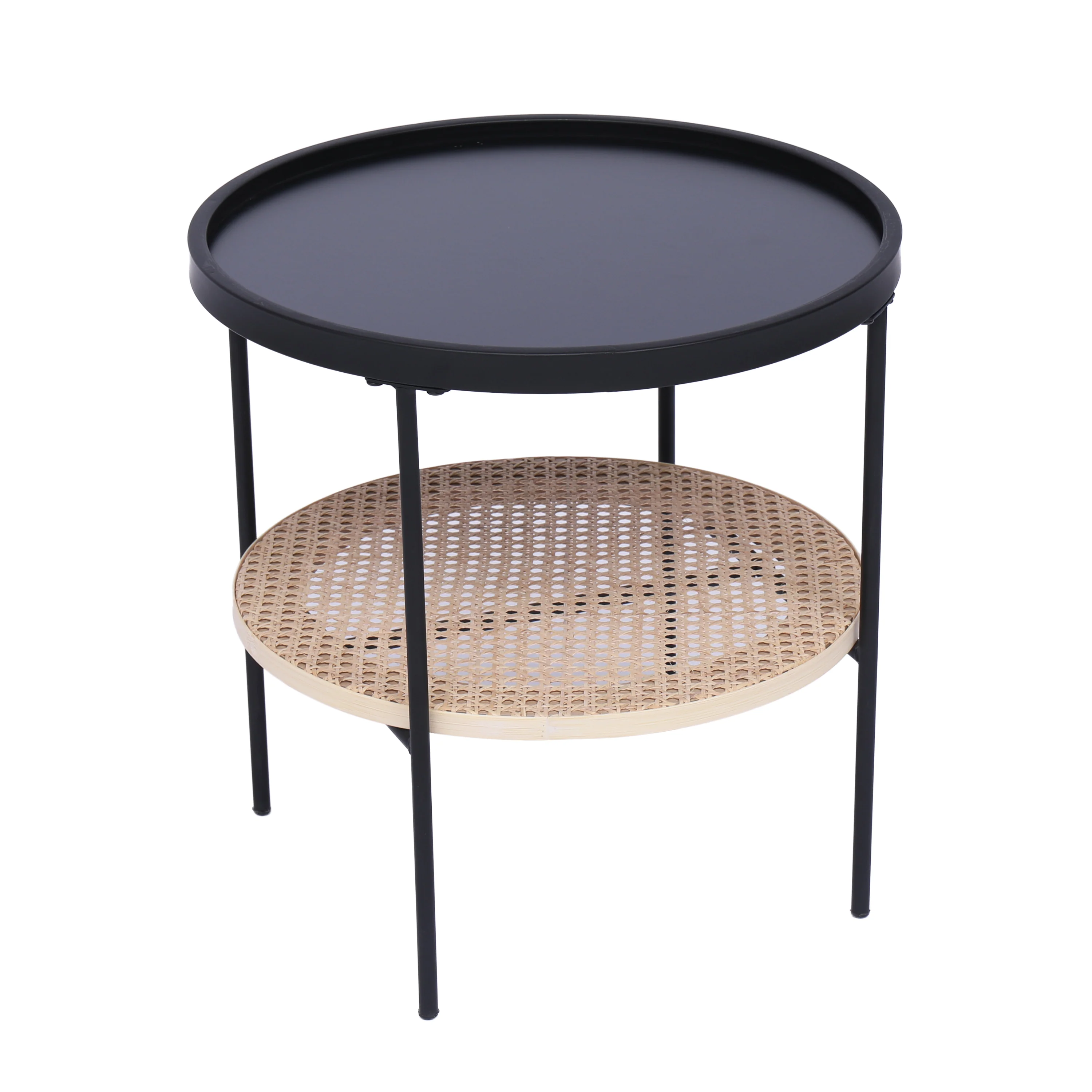 KIRYU - Table d'appoint en métal avec rangement en rotin naturel - Image 5