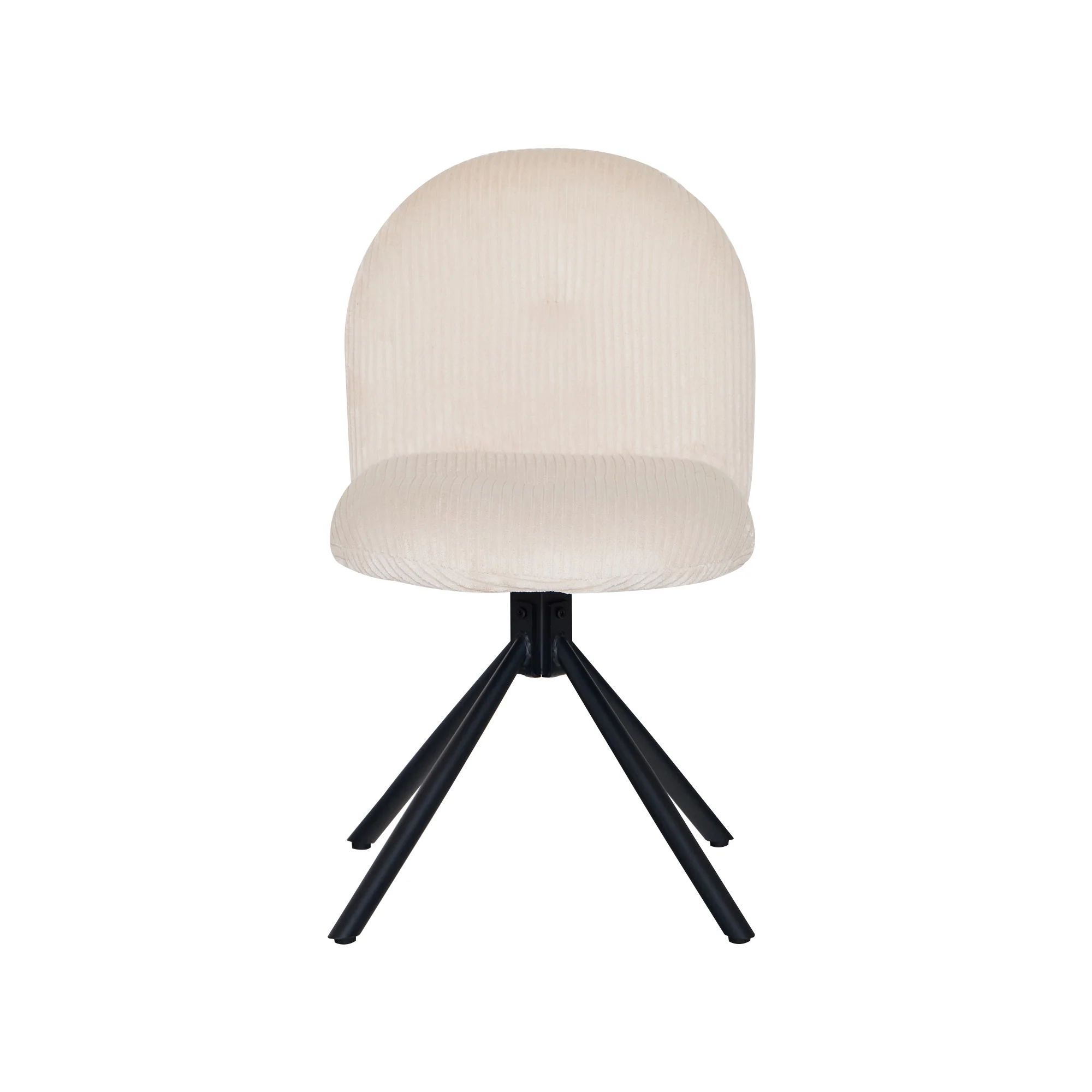 KITTILA - Lot de 2 chaises swivel rotatives en velours côtelé beige et metal - Image 6