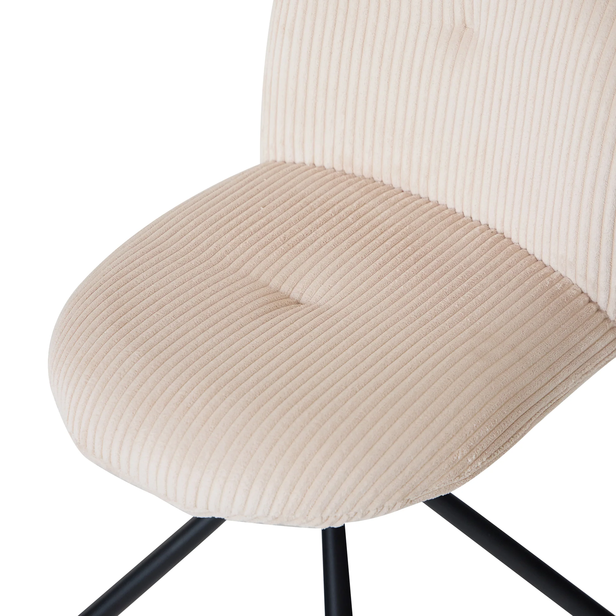 KITTILA - Lot de 2 chaises swivel rotatives en velours côtelé beige et metal - Image 7