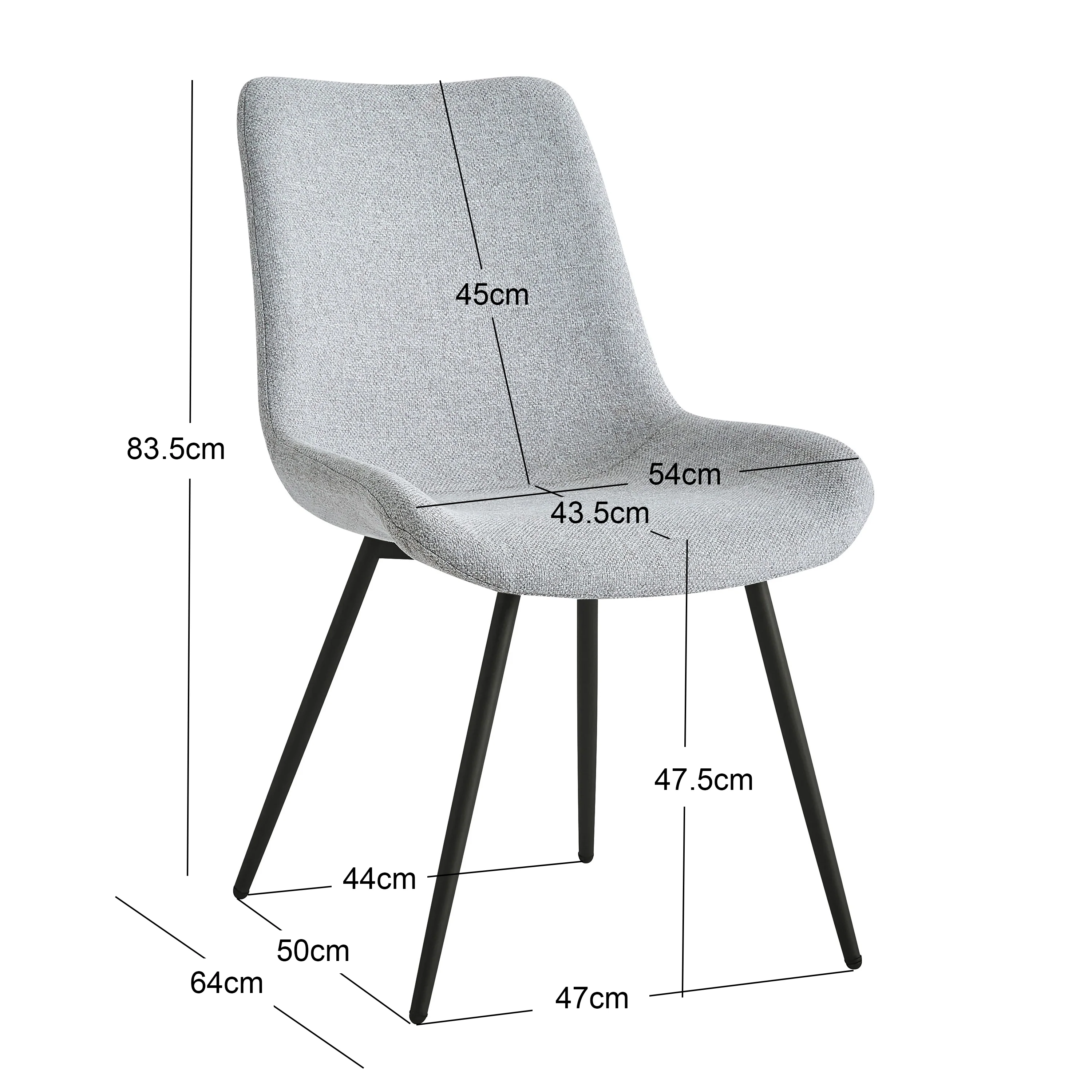 KOGE - Lot de 2 chaises en métal et tissu beige - Image 5