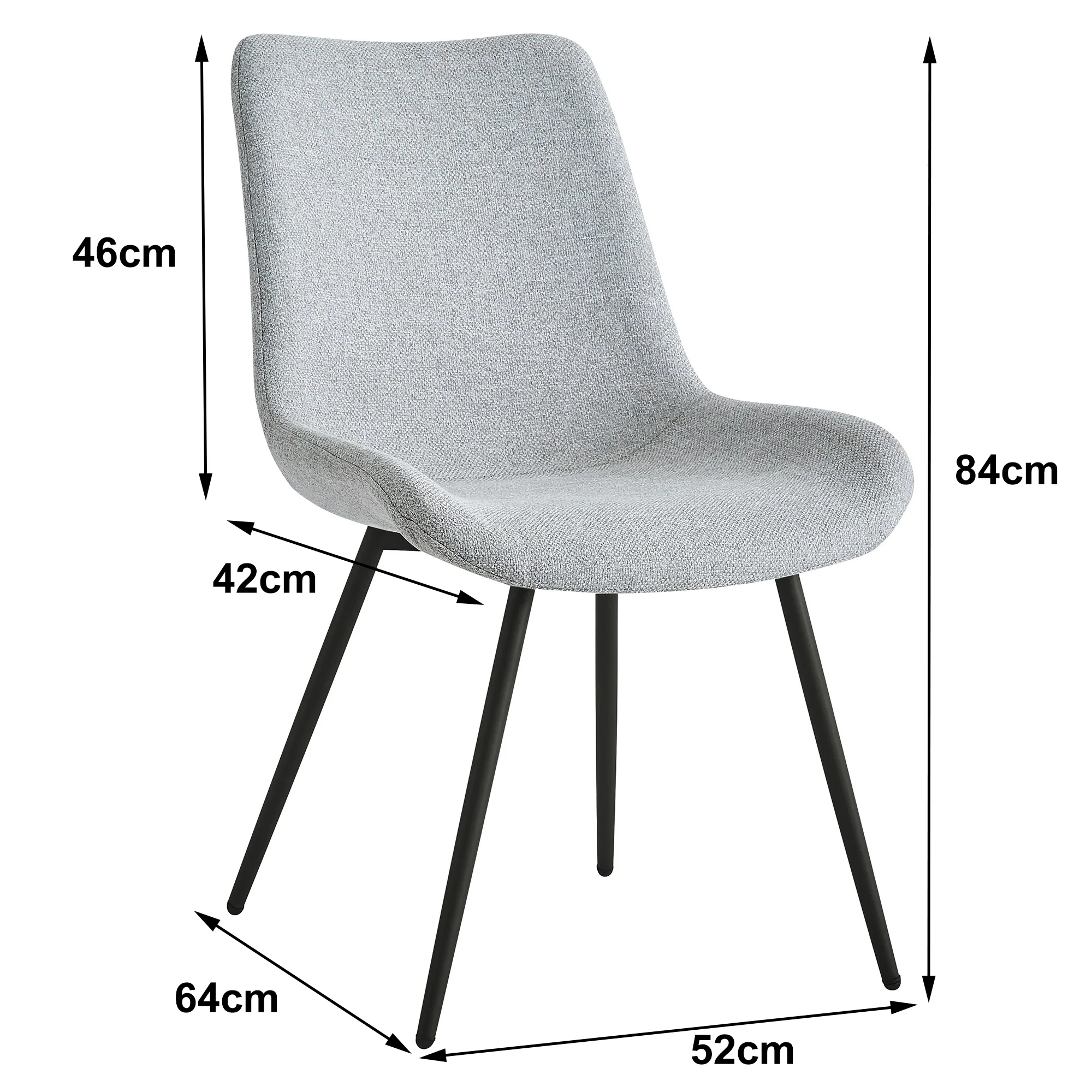 KOGE - Lot de 2 chaises en métal et tissu gris - Image 3