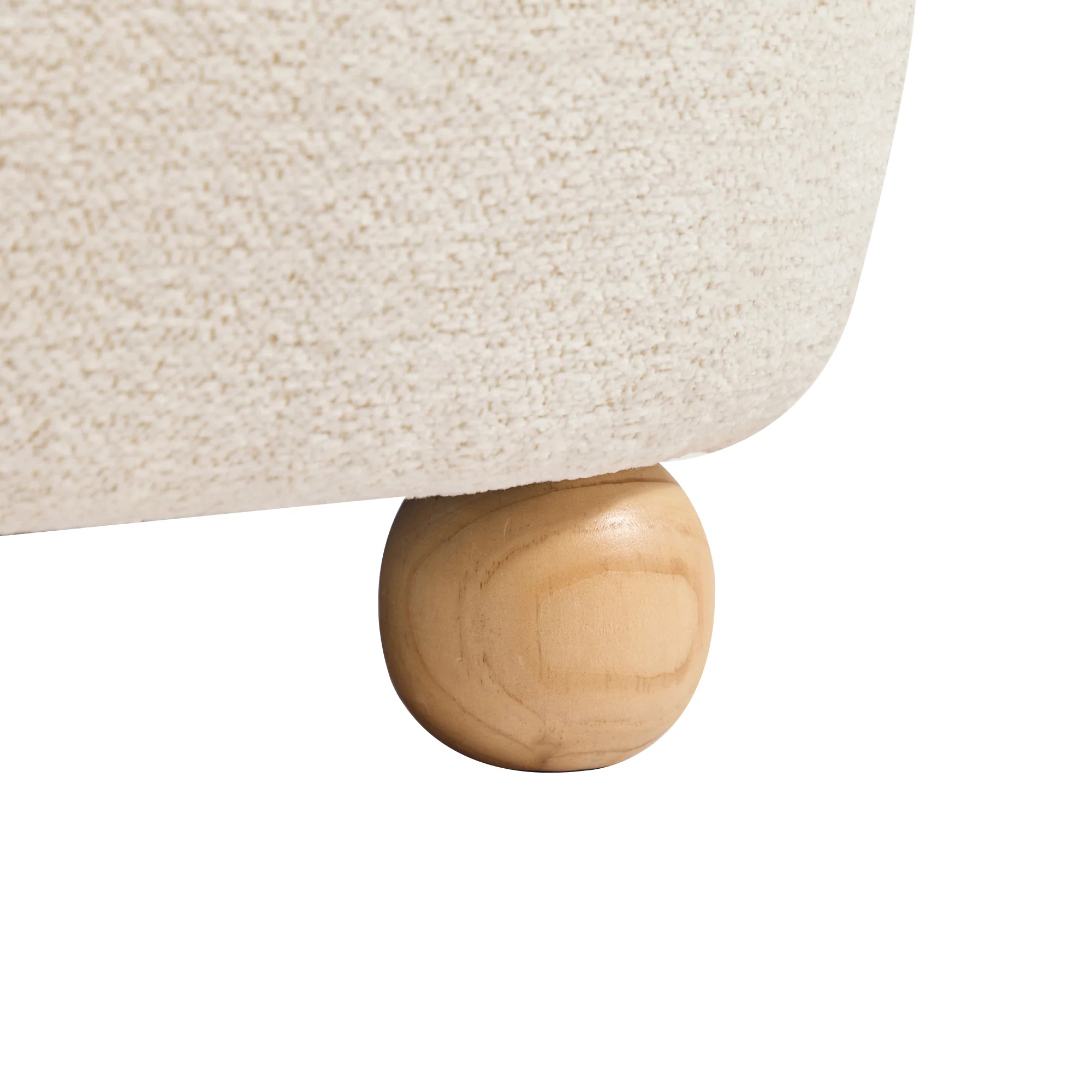 KOKKOLA - Fauteuil de salon en bois massif et tissu beige - Image 7