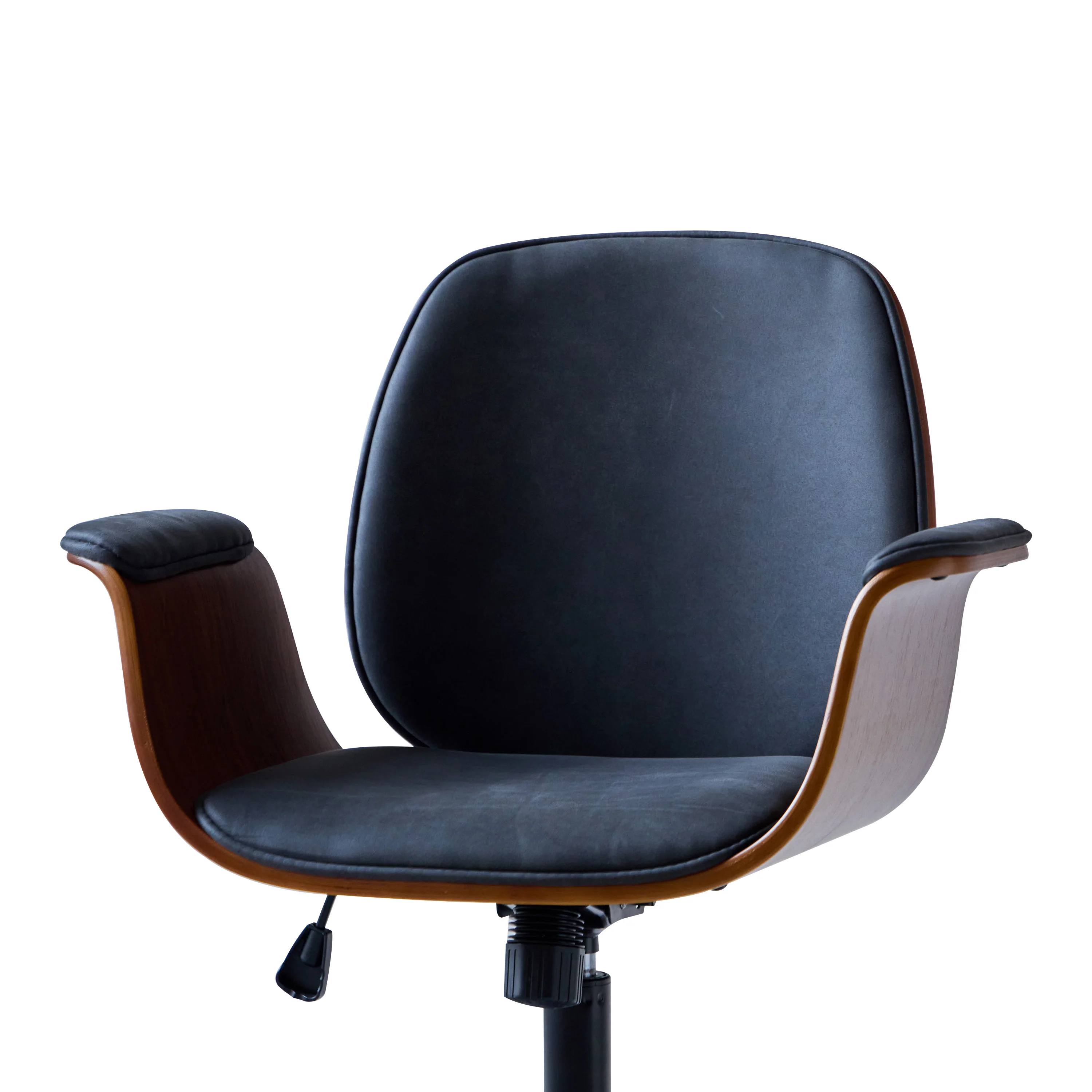 KOLDING - Chaise de bureau en bois et suèdine noir - Image 6