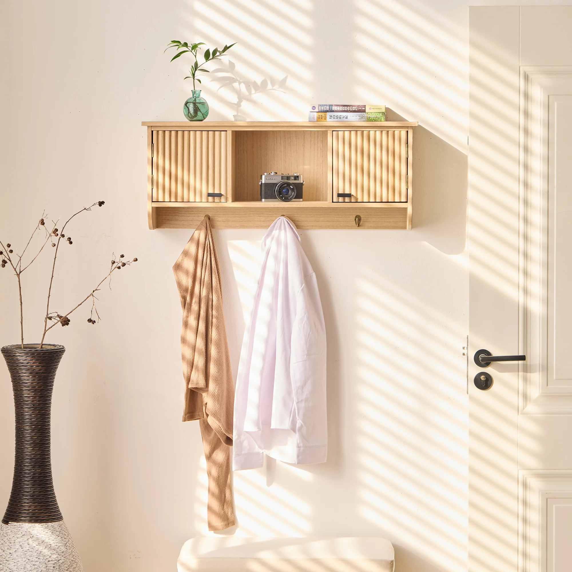 KONDO - Porte-manteau mural en bois 2 portes 2 crochets - Image 7