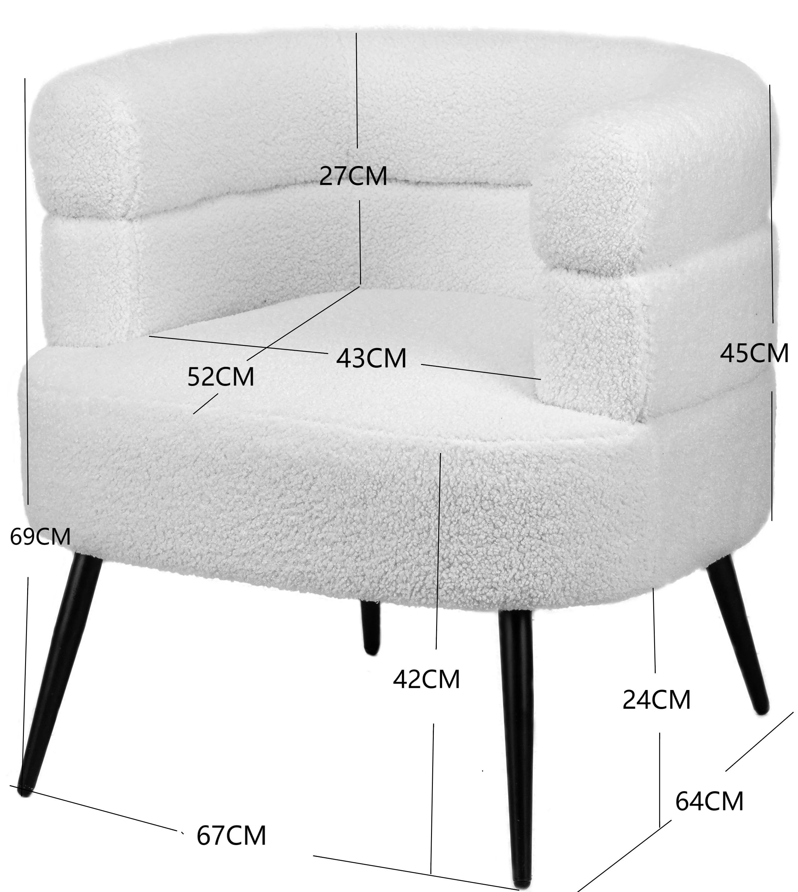 KORGEN - Fauteuil de salon en métal et bouclettes blanches - Image 5