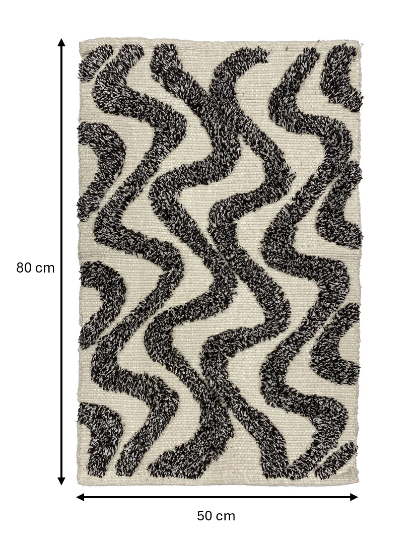 KOUVOLA - Tapis rectangulaire en coton avec motifs marrons et écrus 50 x 80 cm - Image 5