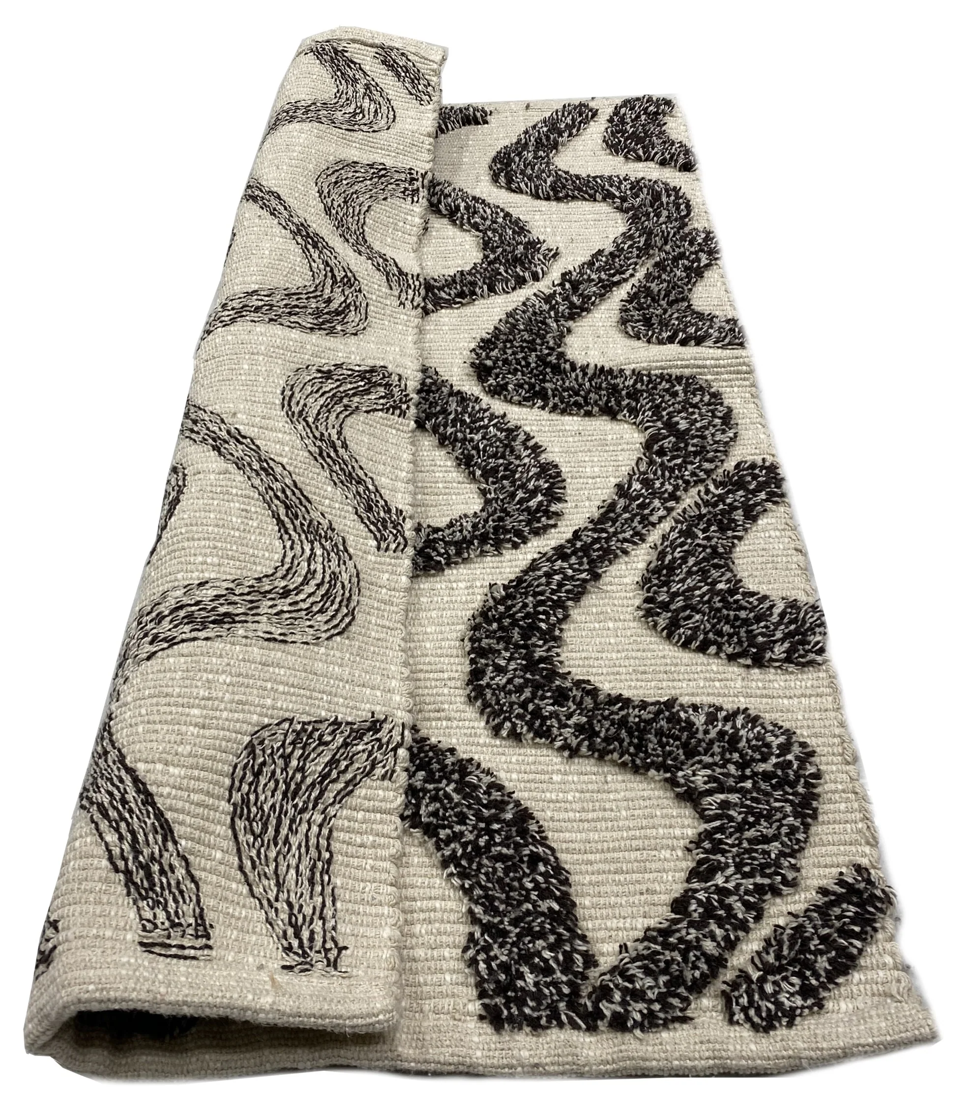 KOUVOLA - Tapis rectangulaire en coton avec motifs marrons et écrus 60 x 90 cm - Image 3