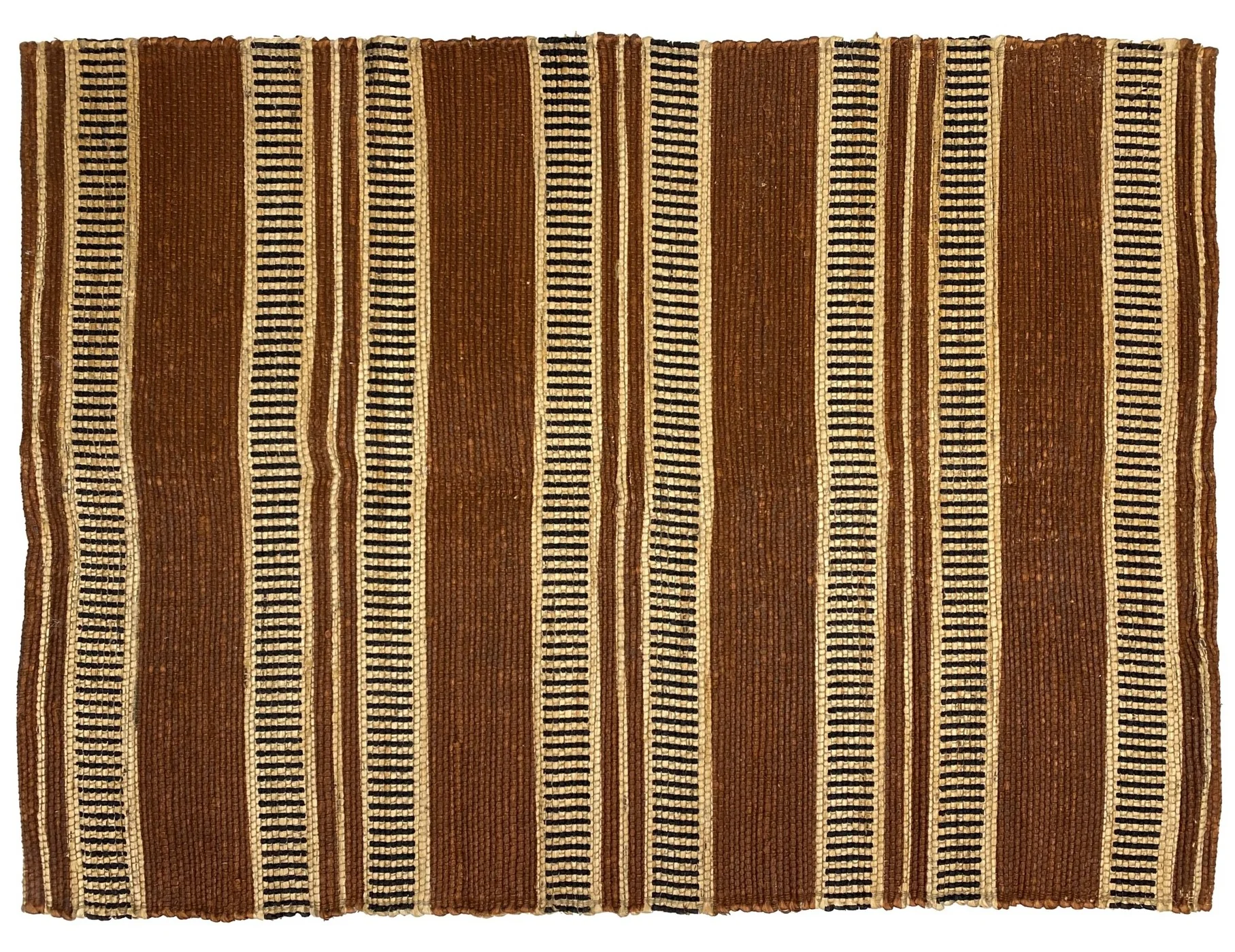 KUOPIO - Tapis rectangulaire en coton avec motifs marrons et écrus 90 x 60 cm - Image 5