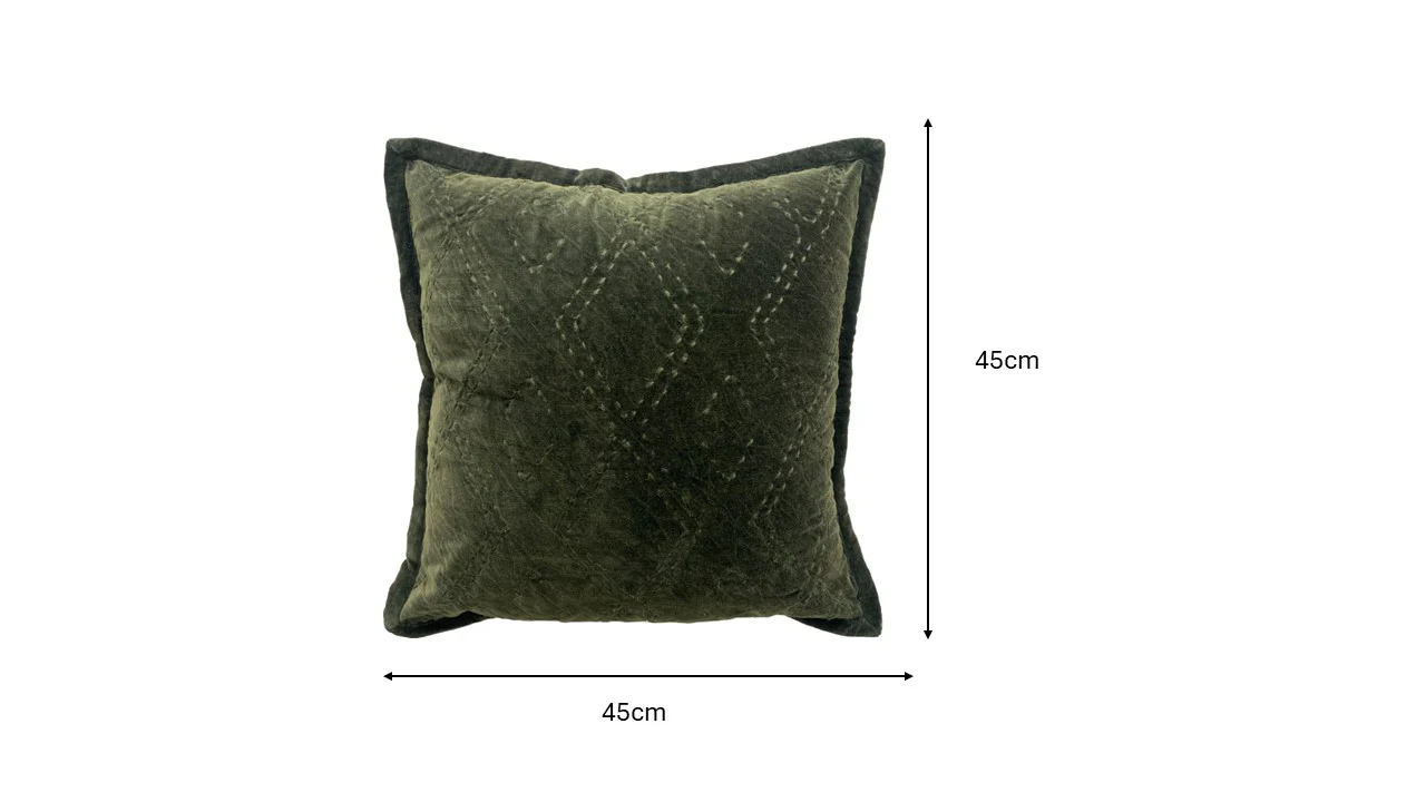 KVALOYA - Coussin en coton velours vert OEKO-TEX® 45 x 45 - Image 4