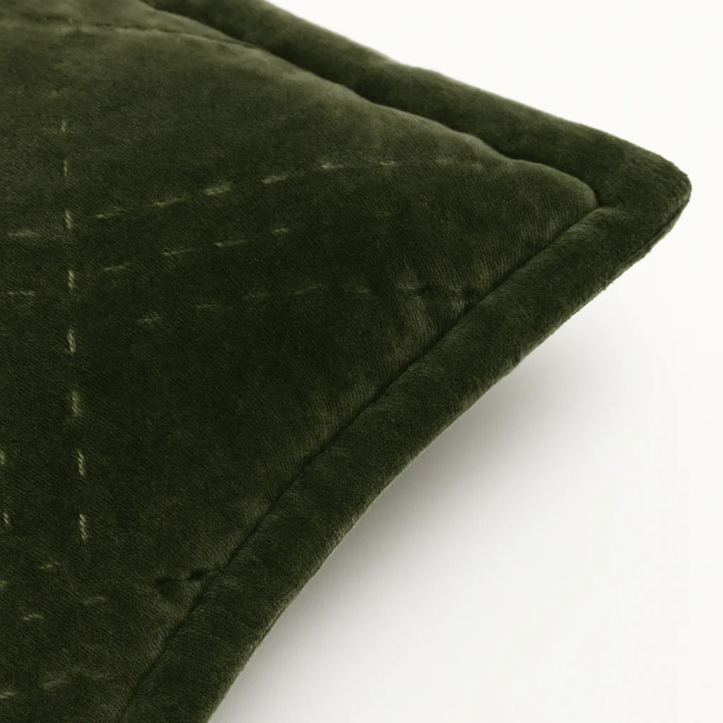 KVALOYA - Coussin en coton velours vert OEKO-TEX® 45 x 45 - Image 5