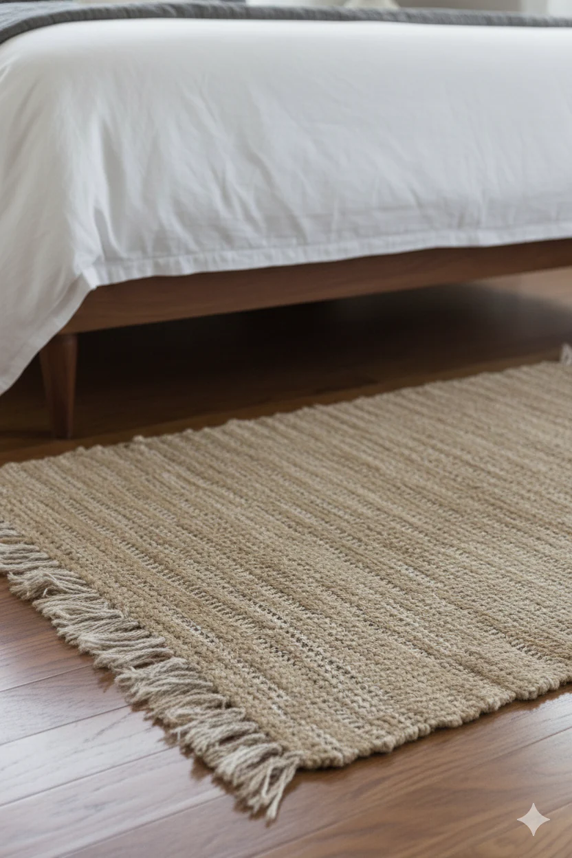 LAHTI - Tapis rectangulaire en coton avec motifs marrons et écrus 90 x 50 cm - Image 3