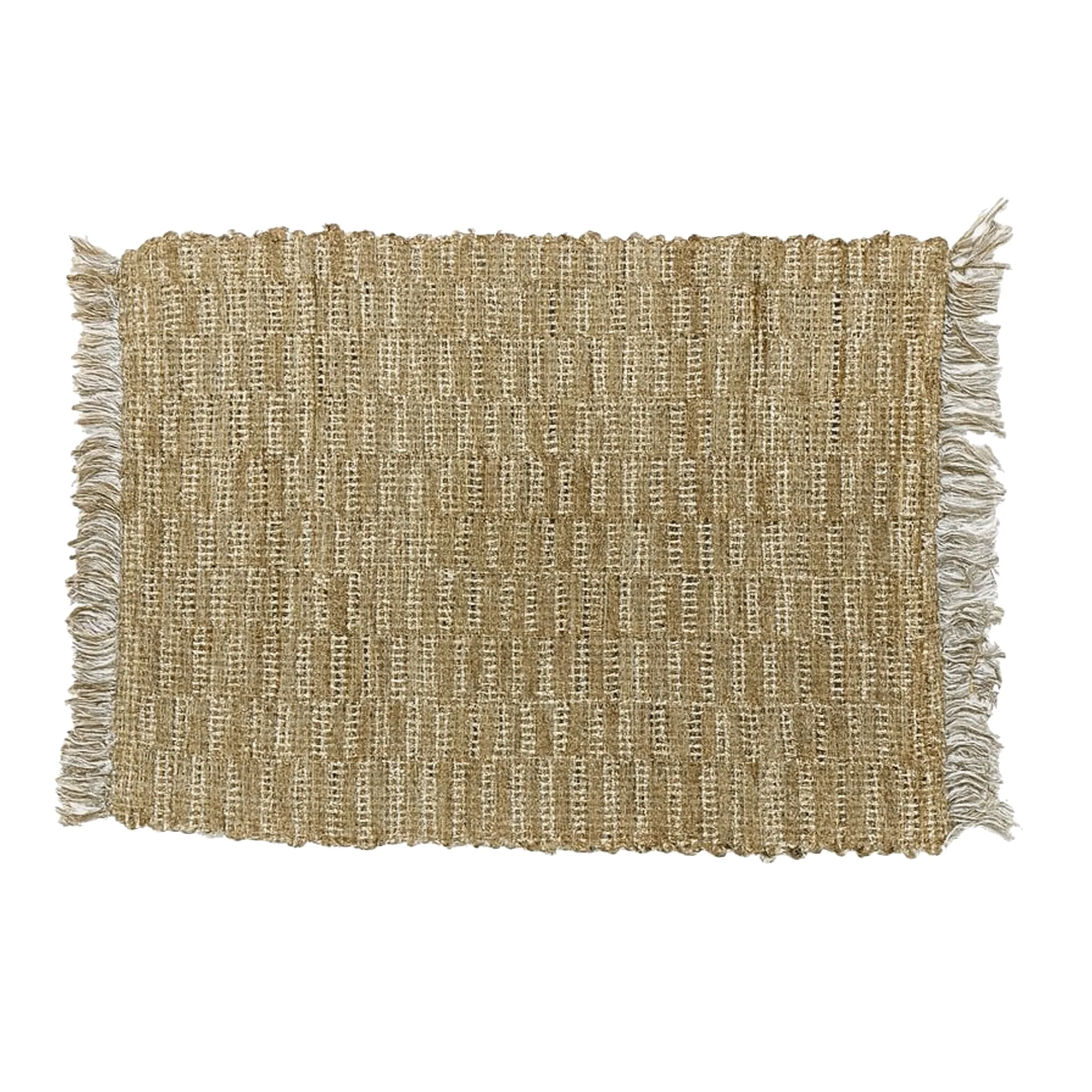 LAHTI - Tapis rectangulaire en coton avec motifs marrons et écrus 90 x 50 cm - Image 4