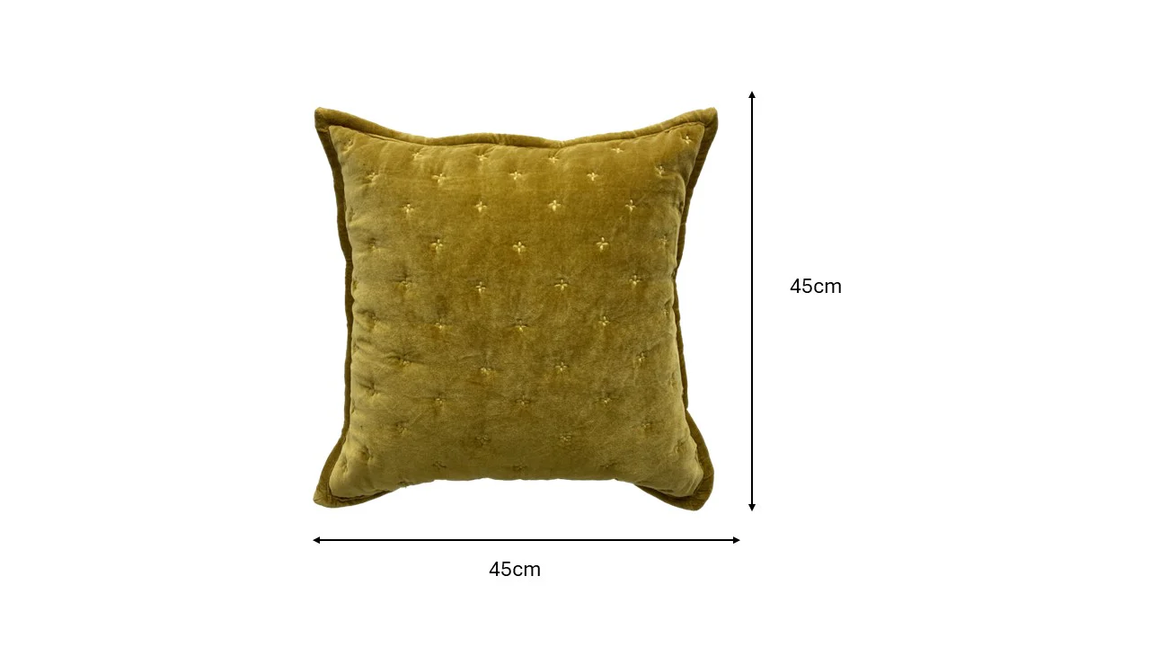 LANGOYA - Coussin en coton velours jaune moutarde OEKO-TEX® 45 x 45 - Image 4