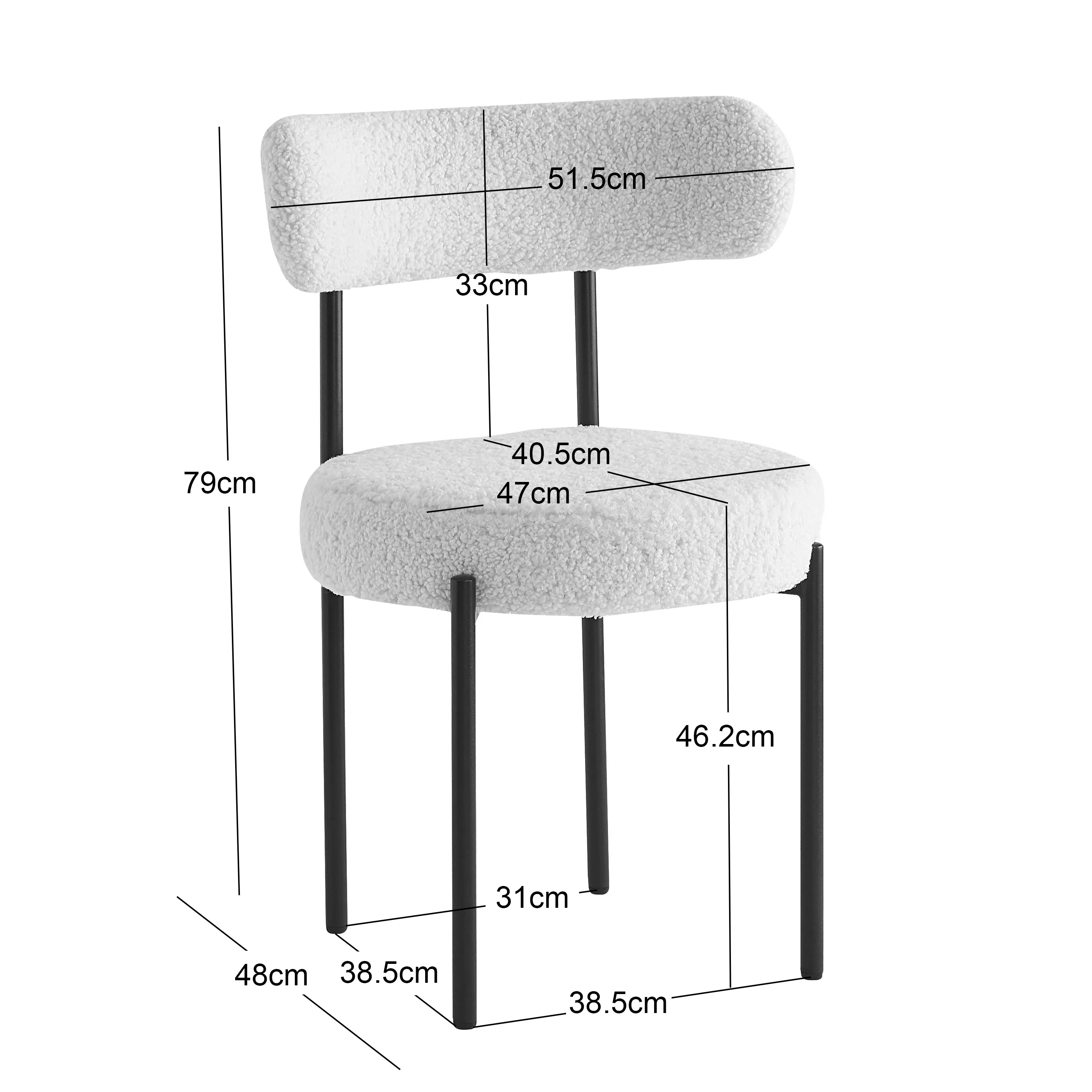 LARS - Lot de 2 chaises scandinaves en métal et velours beige - Image 5