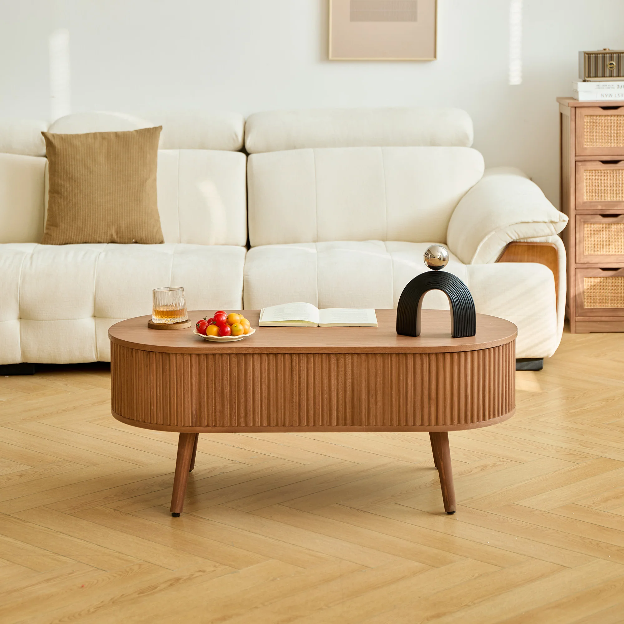 LOTTA - Table basse en bois de noyer avec rangement - Image 3