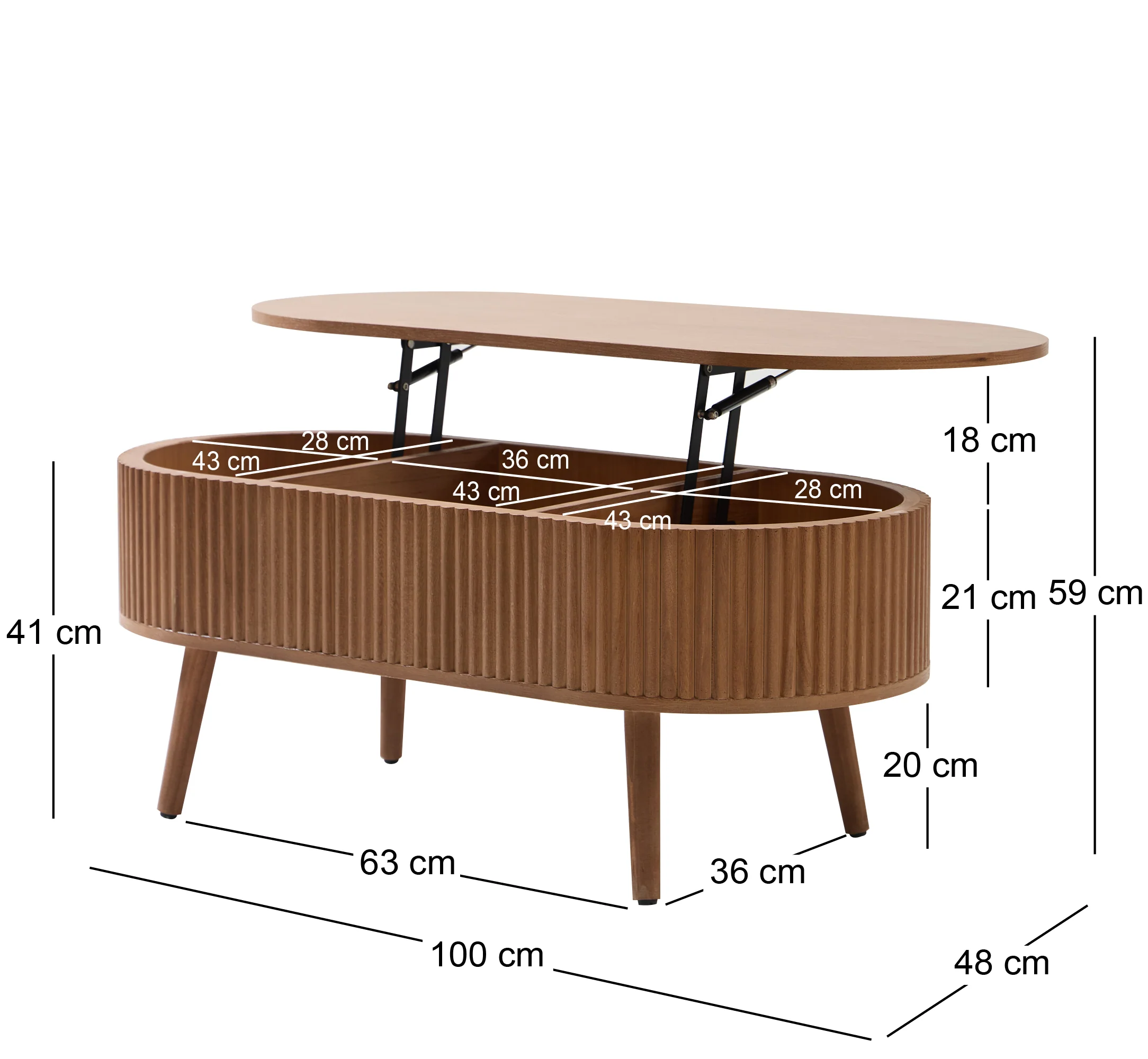 LOTTA - Table basse en bois de noyer avec rangement - Image 4