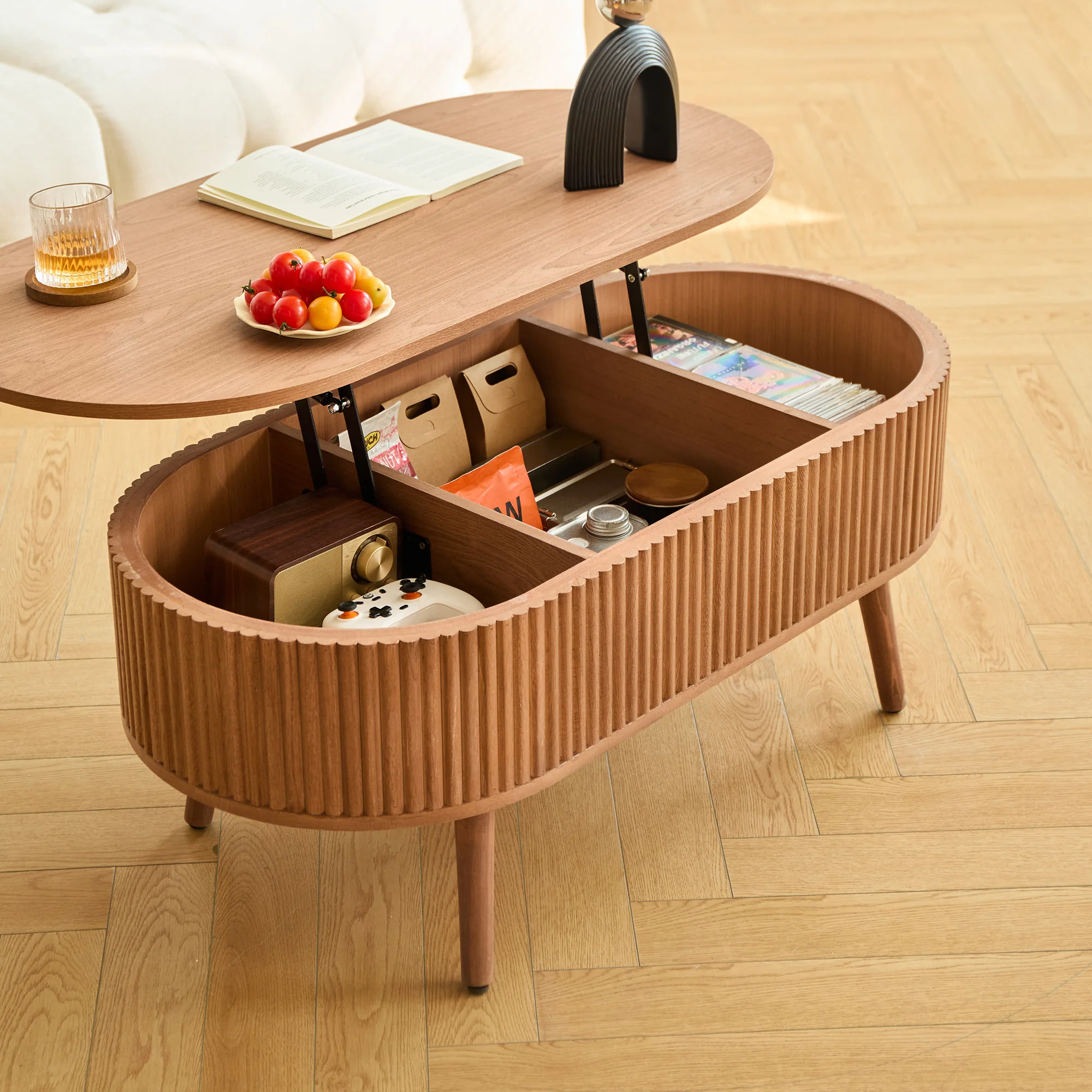LOTTA - Table basse en bois de noyer avec rangement - Image 7