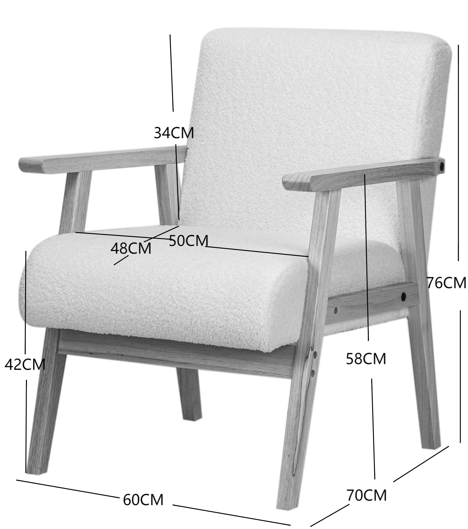 LOUIS - Fauteuil de salon en bois massif et velours jaune moutarde - Image 5