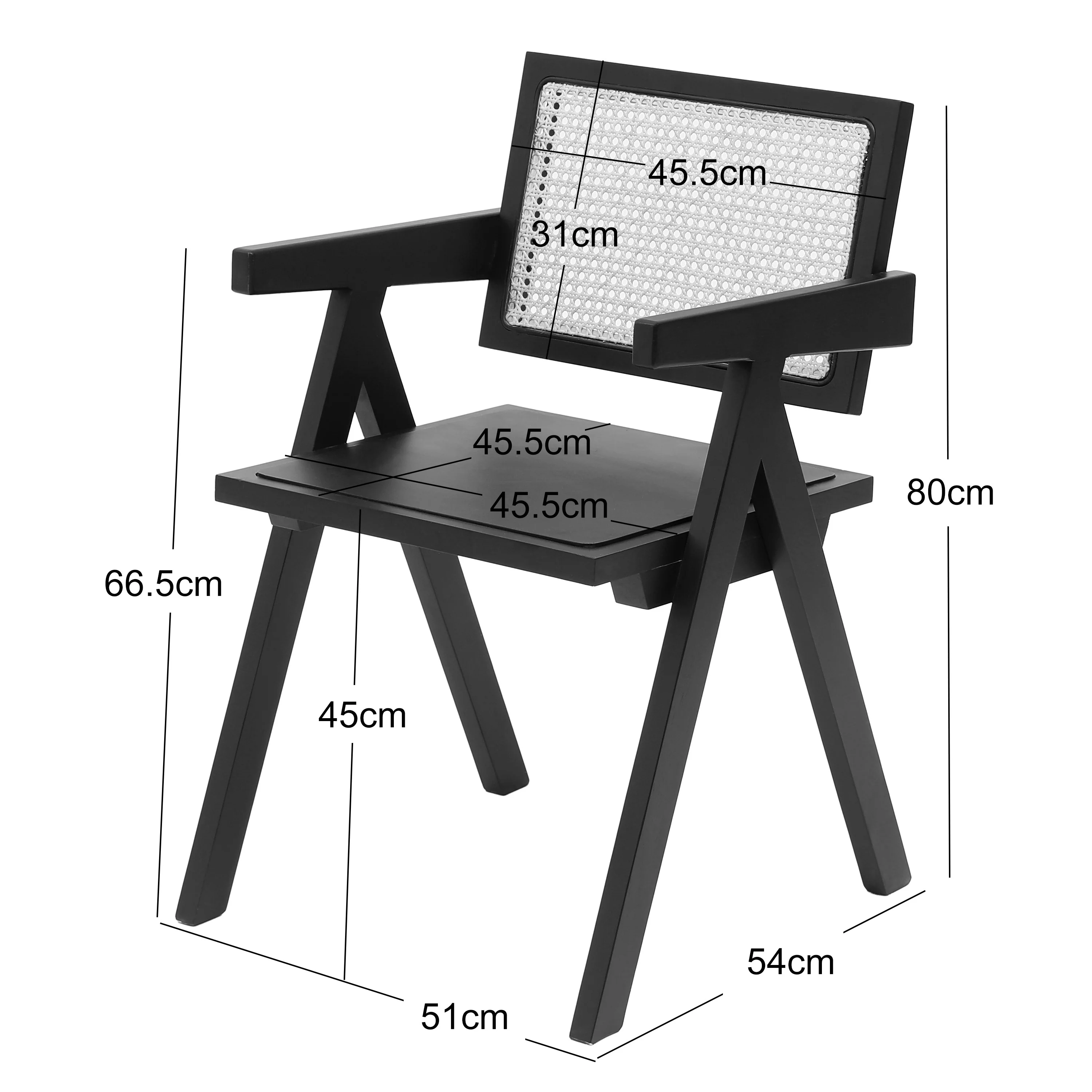 MADEIRA - Fauteuil de table en bois massif foncé et cannage - Image 4