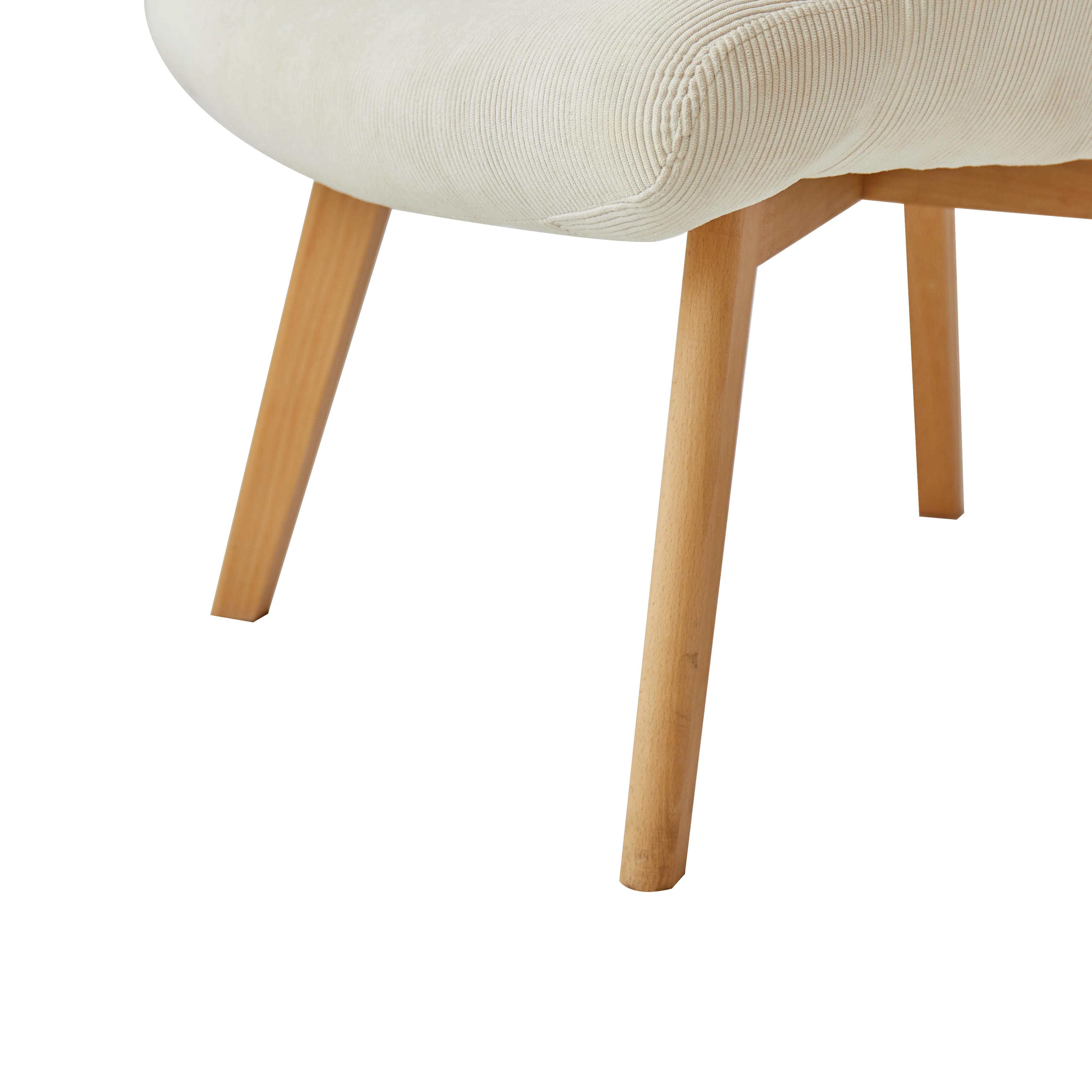 MALMO - Fauteuil de salon en bois massif et velours côtelé beige - Image 5