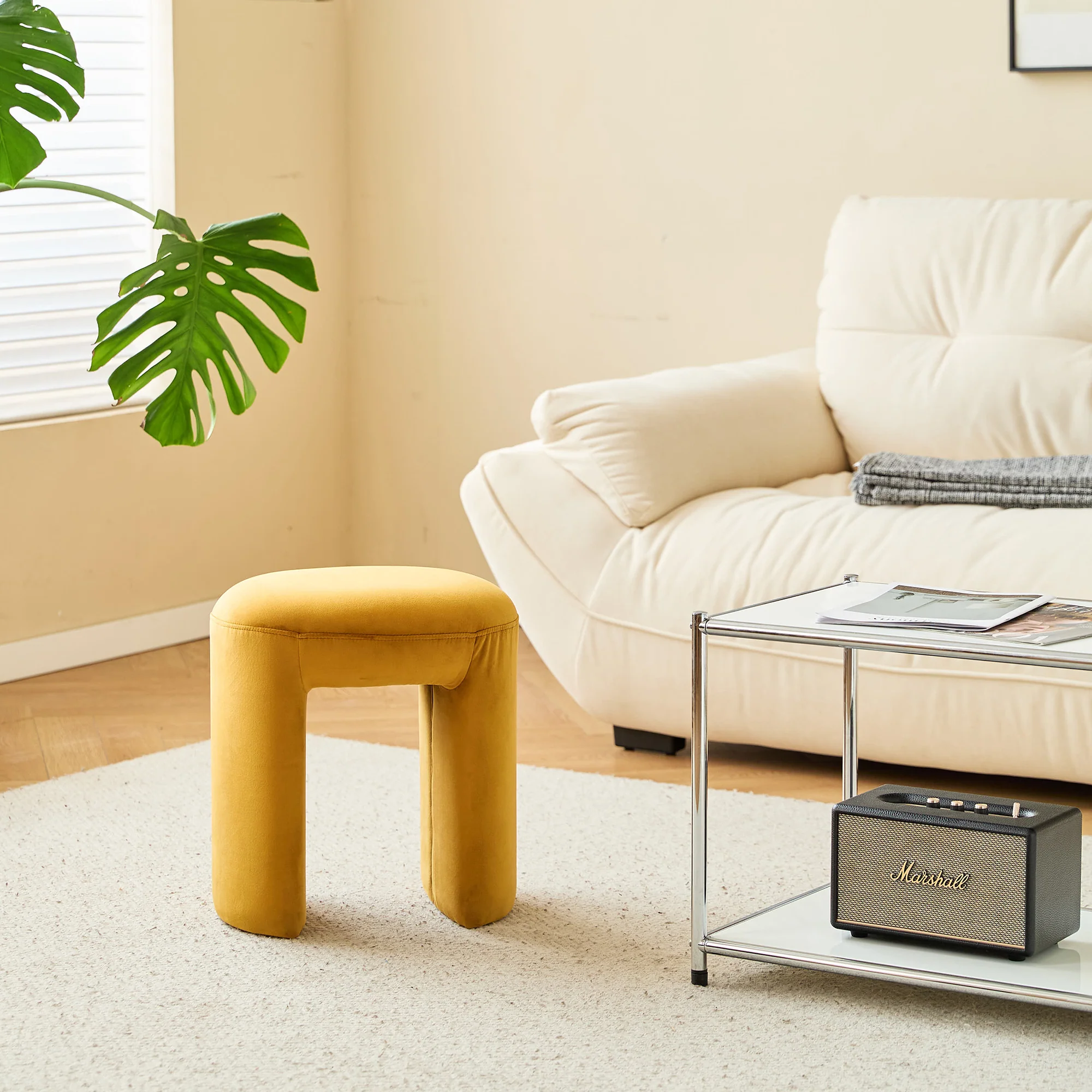 NAGA - Pouf en velours jaune - Image 7