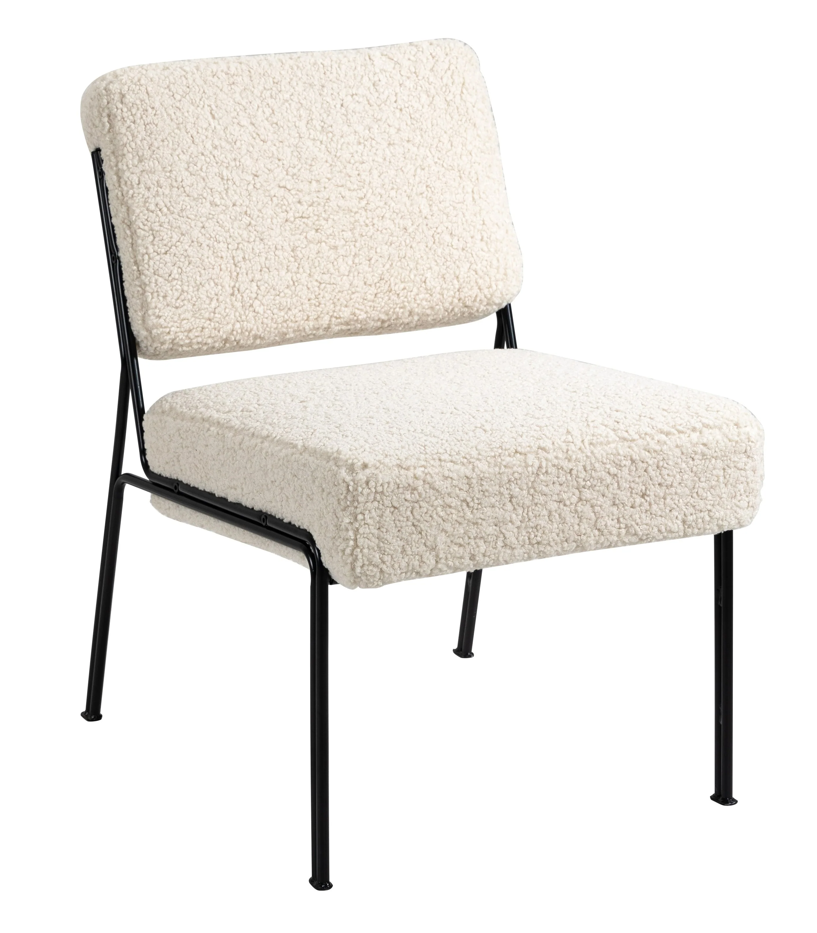 NAIROBI - Fauteuil de salon en métal et bouclettes blanches - Image 6