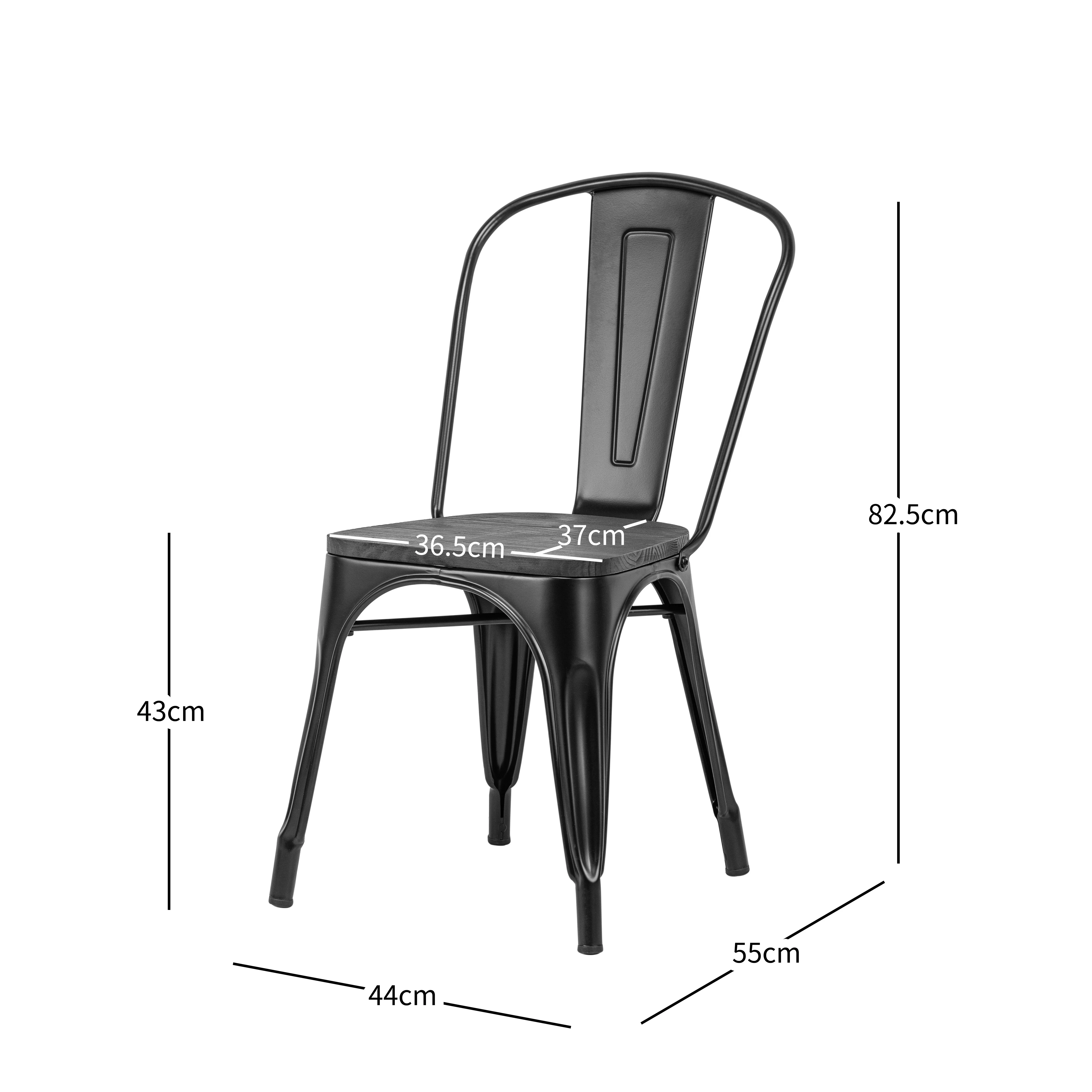 NASH - Lot de 4 chaises industrielles en métal et bois noir - Image 4