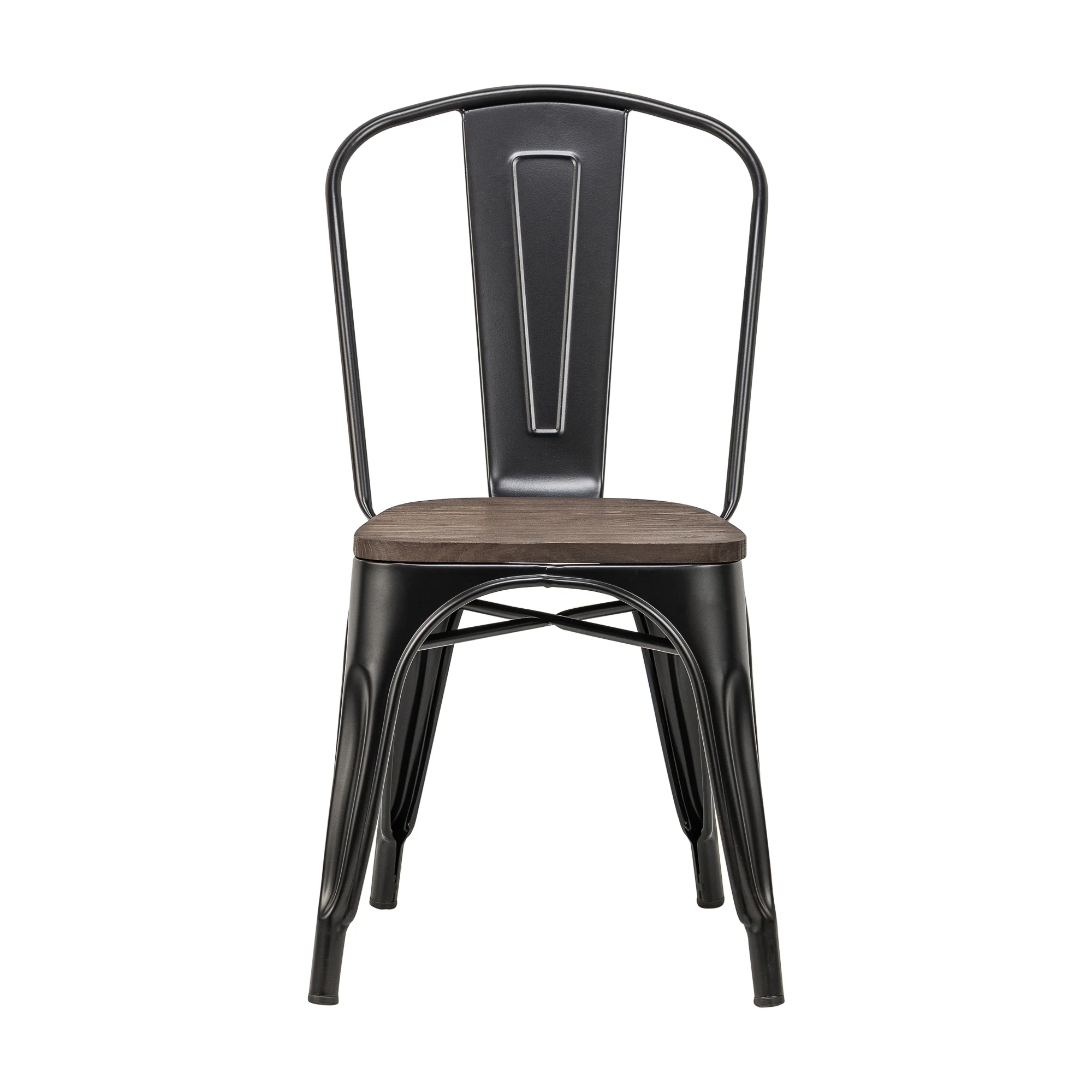 NASH - Lot de 4 chaises industrielles en métal et bois noir - Image 8