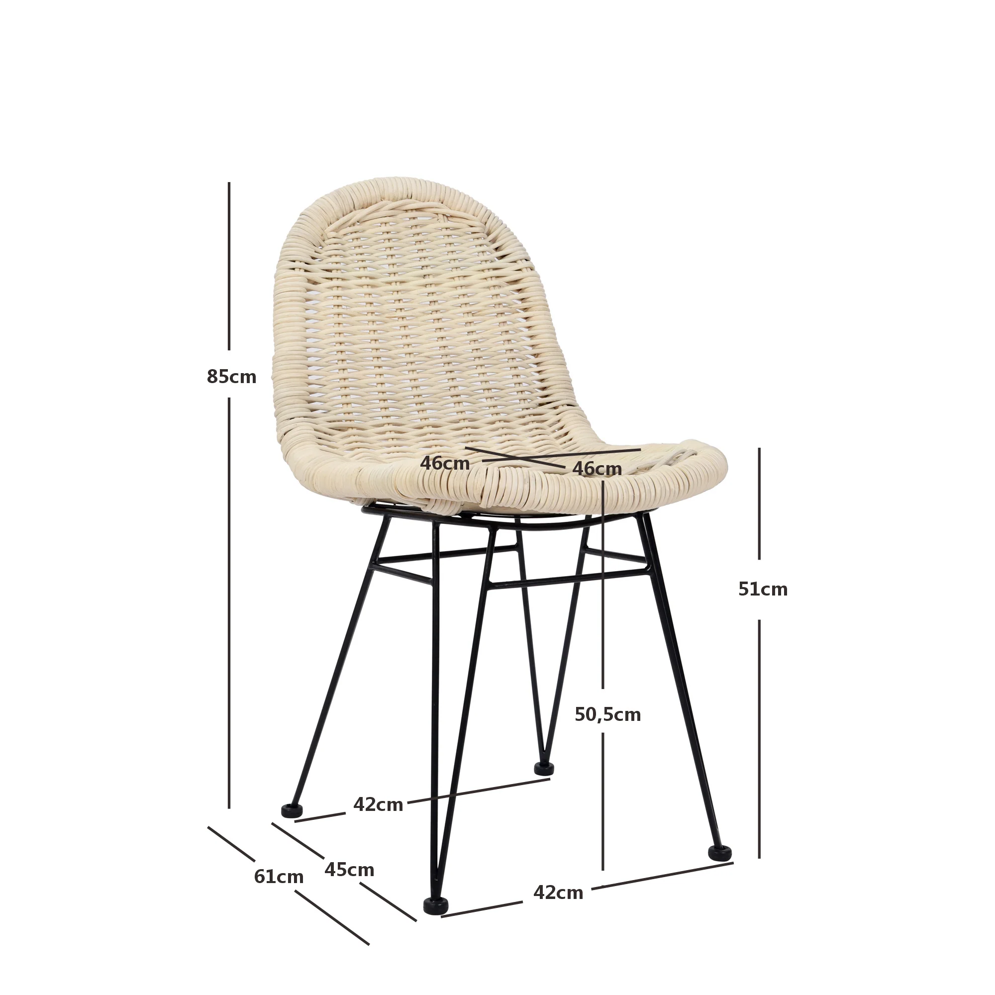 NITA - Lot de 2 chaises de salle à manger design boheme en rotin naturel - Image 5