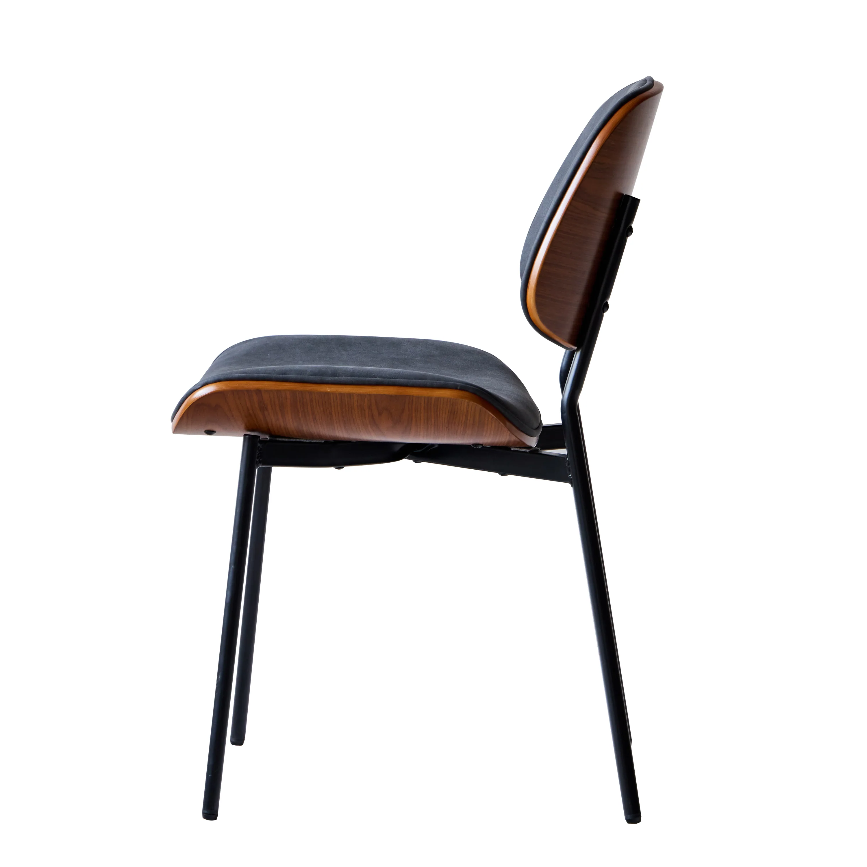 ODENSE - Lot de 2 chaises en bois et suèdine noir - Image 3