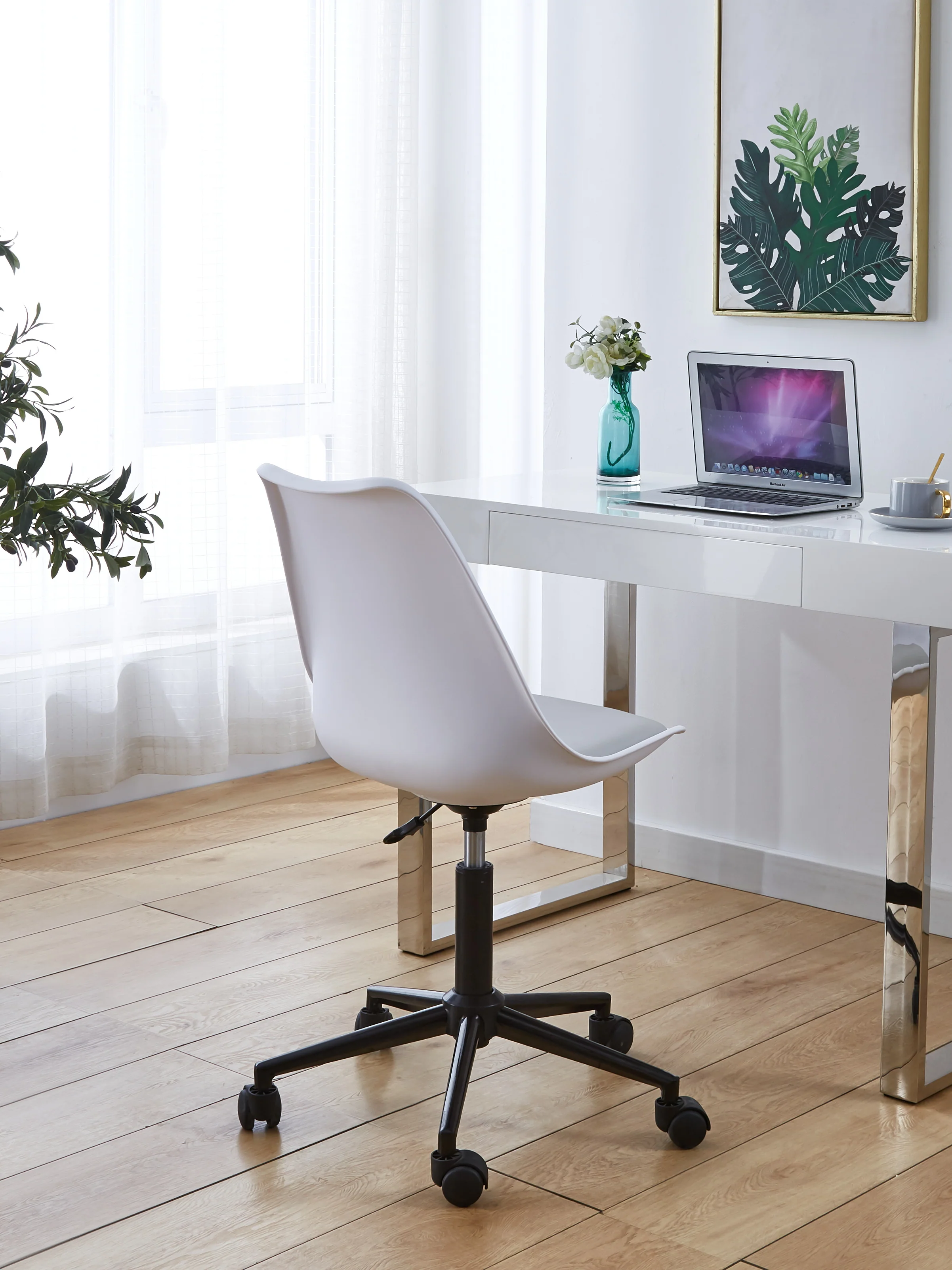 ESBJERG - Chaise de bureau en polypropylene et simili blanc - Image 3