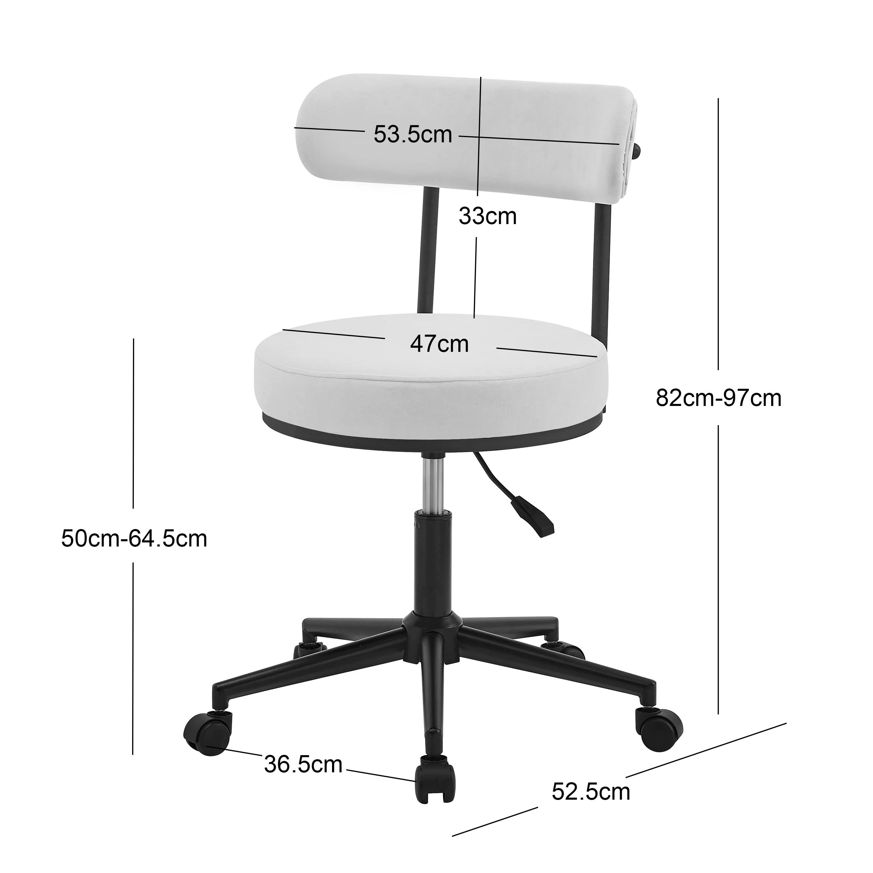 LARS - Chaise de bureau réglable en velours beige - Image 5