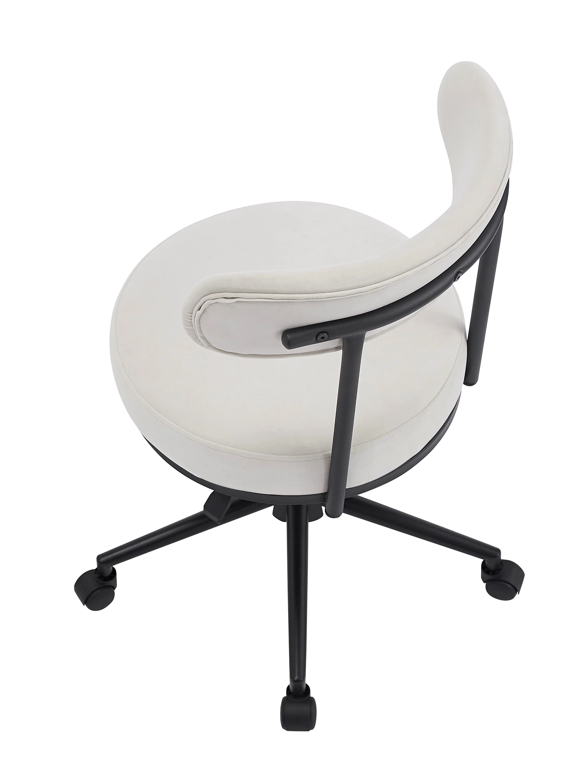 LARS - Chaise de bureau réglable en velours beige - Image 6