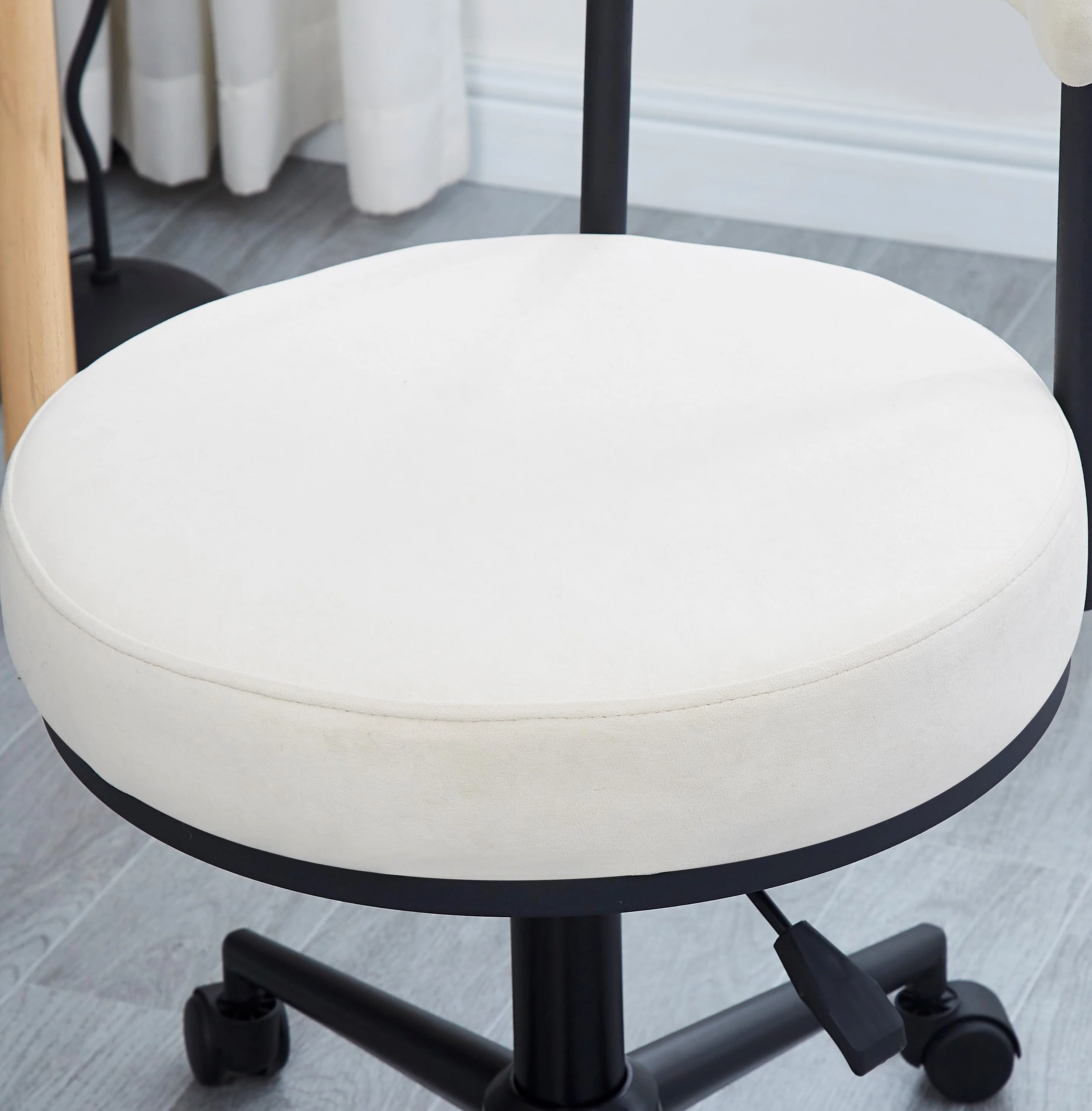 LARS - Chaise de bureau réglable en velours beige - Image 8