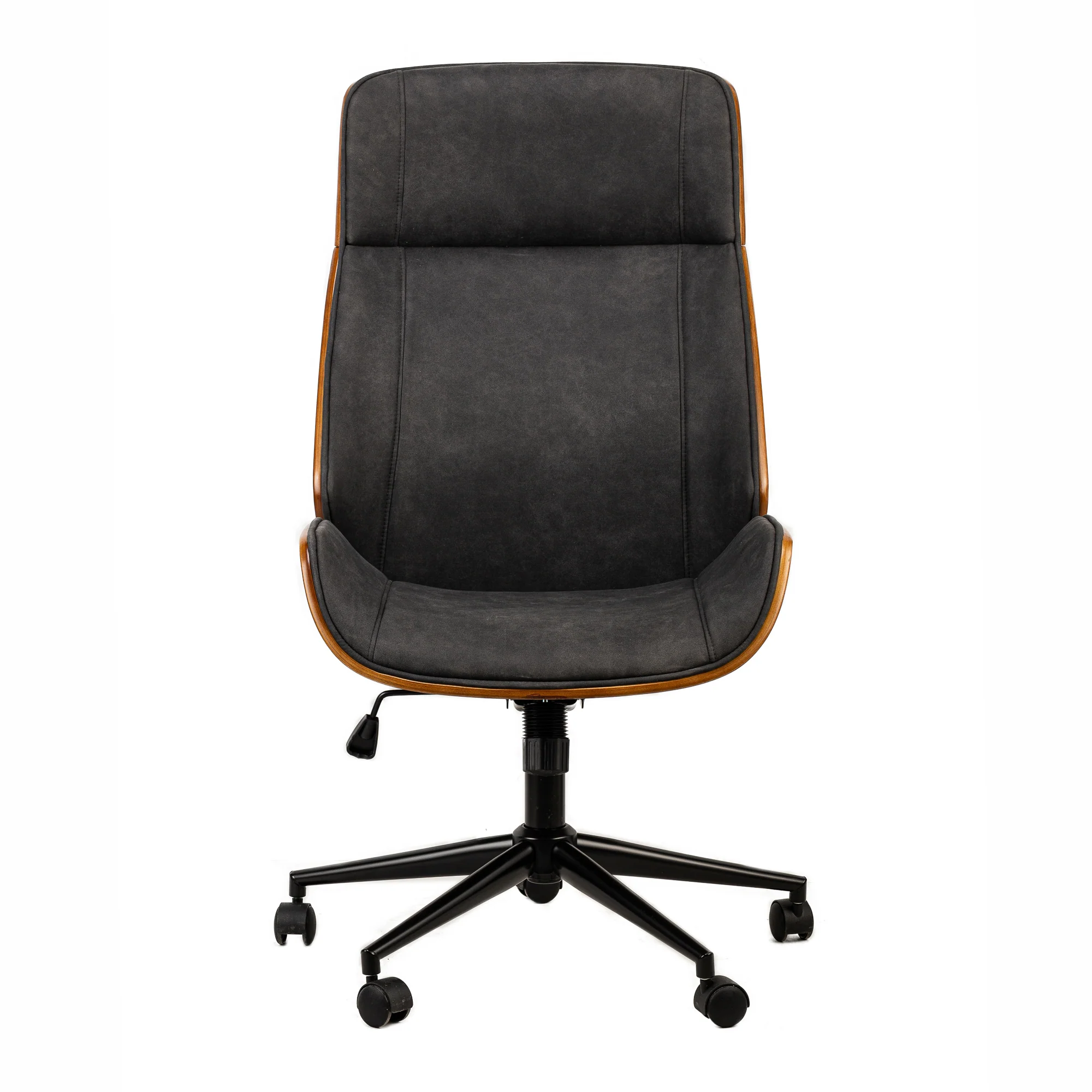 VICTORIA - Chaise de bureau en bois et suèdine noir - Image 6
