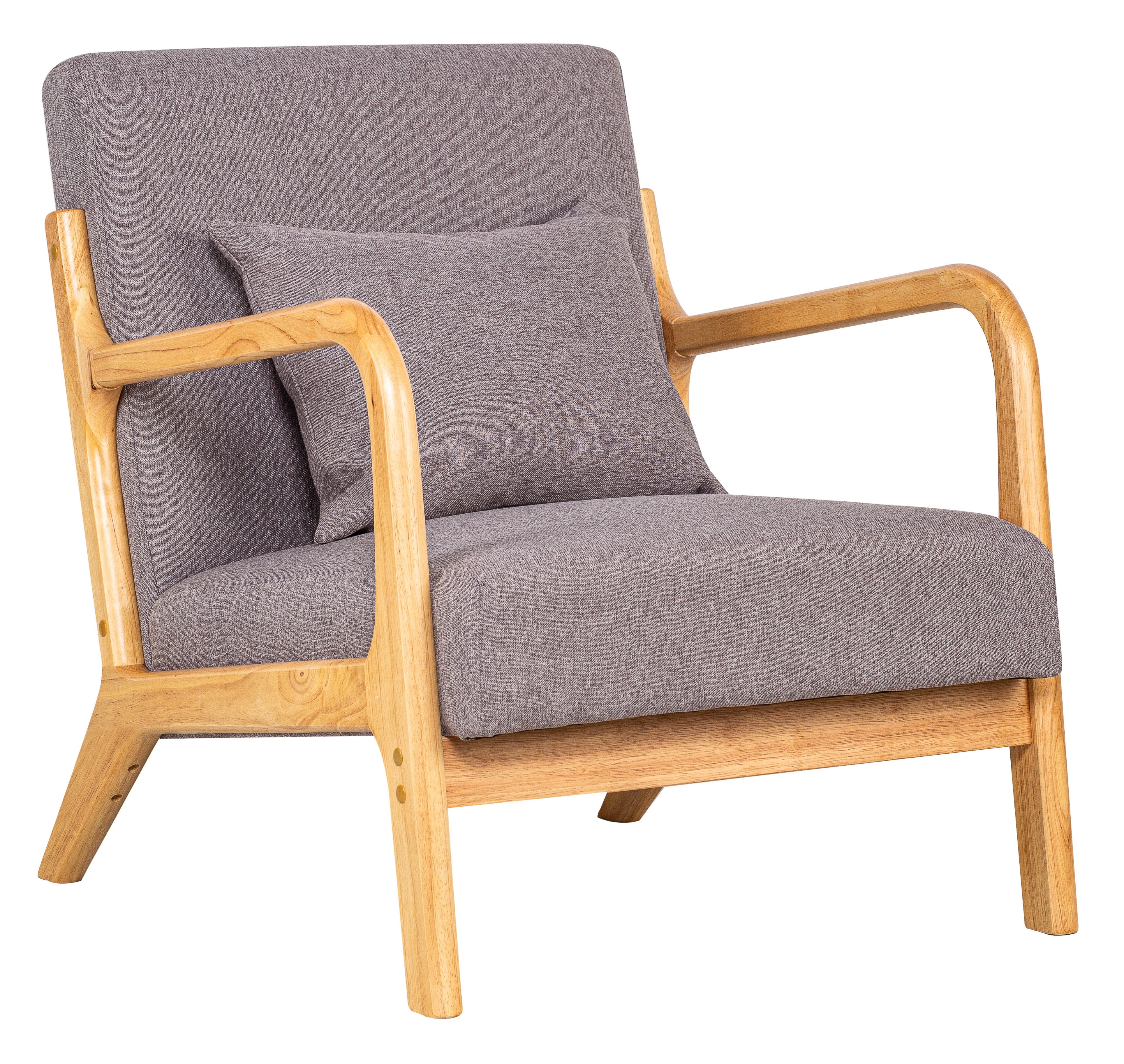 OHAMA - Fauteuil de salon en bois massif et tissu gris - Image 8