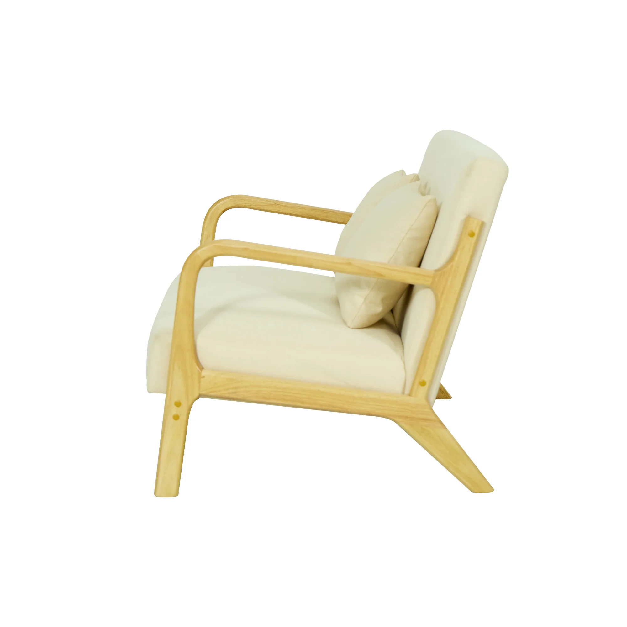 OHAMA - Banquette scandinave 2 places en bois et tissu beige - Image 7