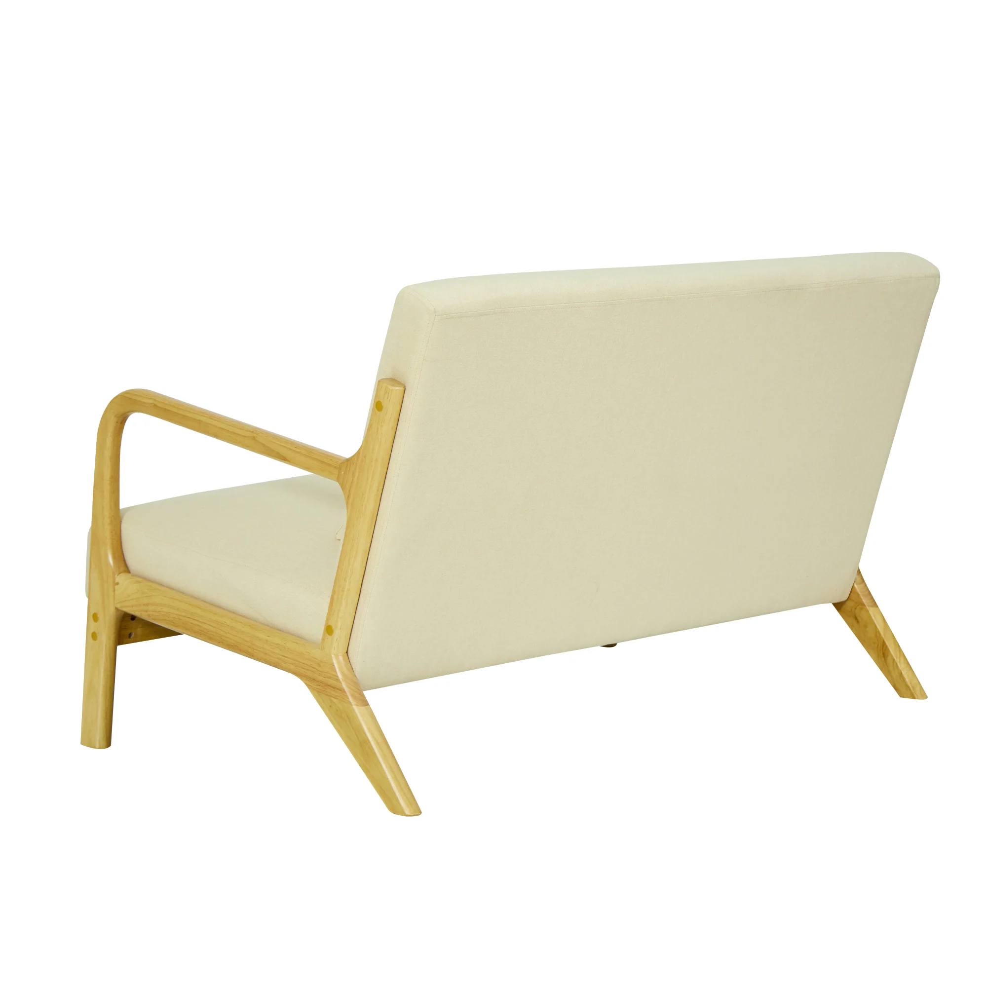 OHAMA - Banquette scandinave 2 places en bois et tissu beige - Image 8