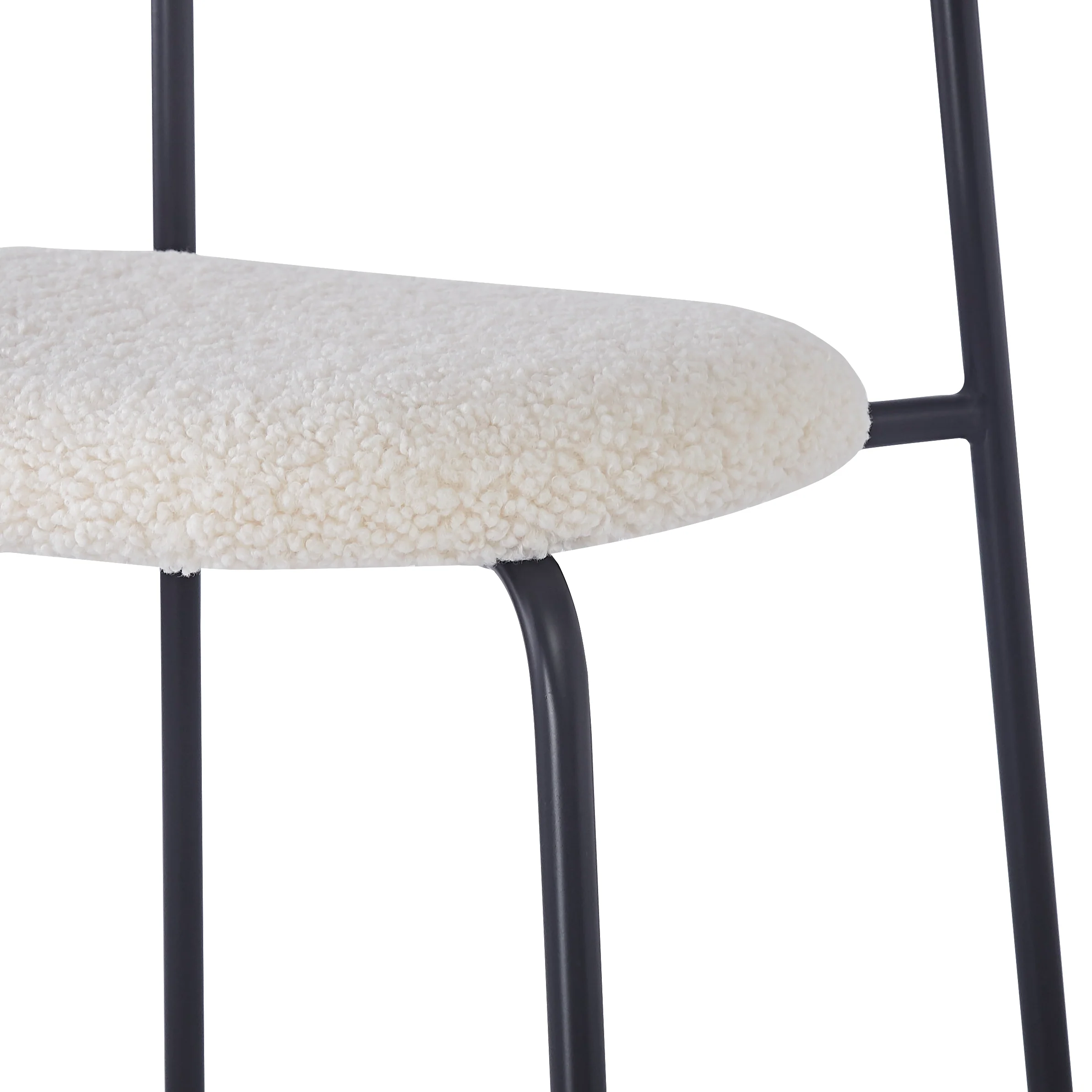 OREBRO - Lot de 2 chaises en métal et cannage avec assise en bouclettes blanches - Image 8