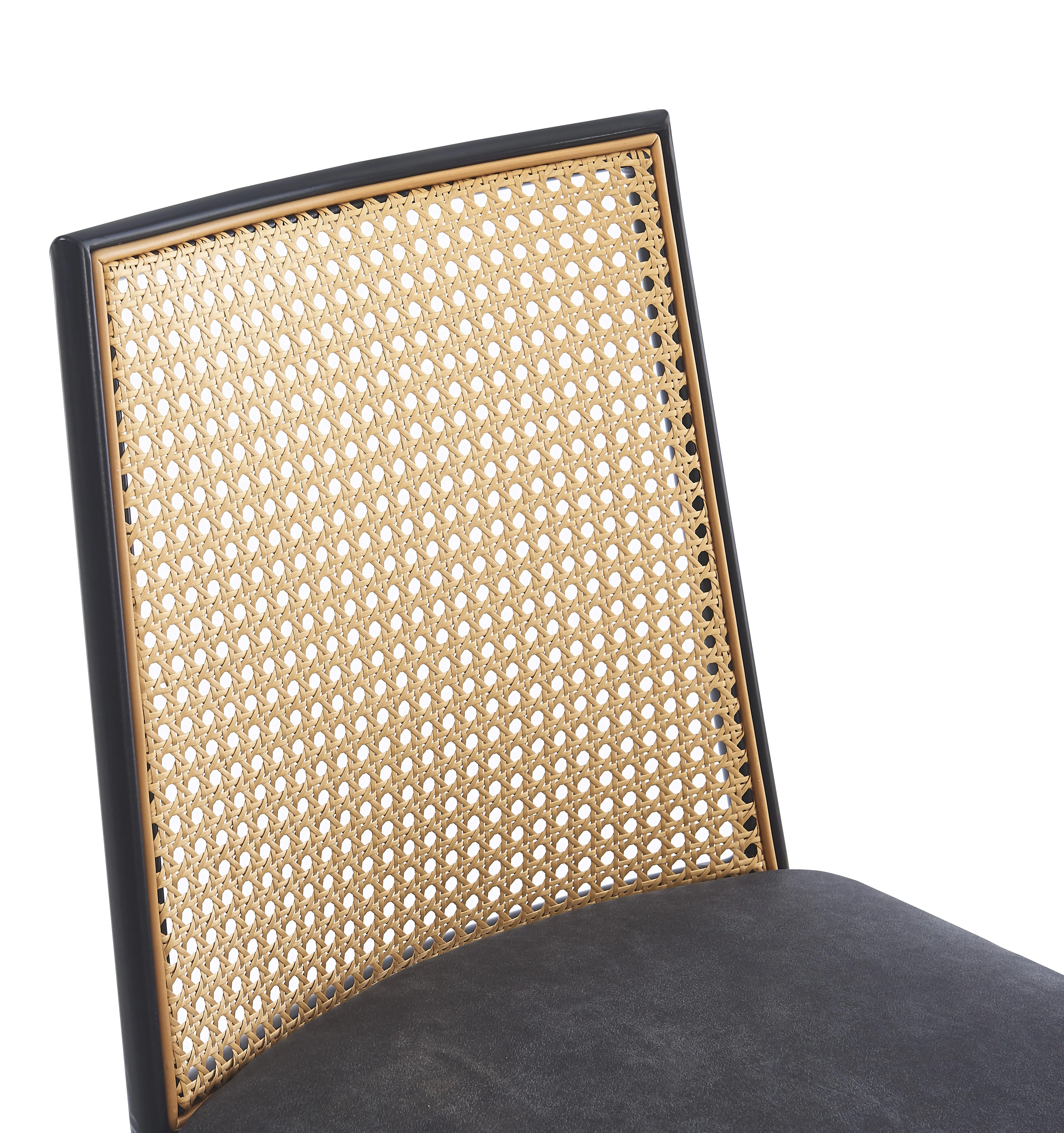 OSAKA - Lot de 2 chaises en métal et cannage avec assise en suèdine noir - Image 6