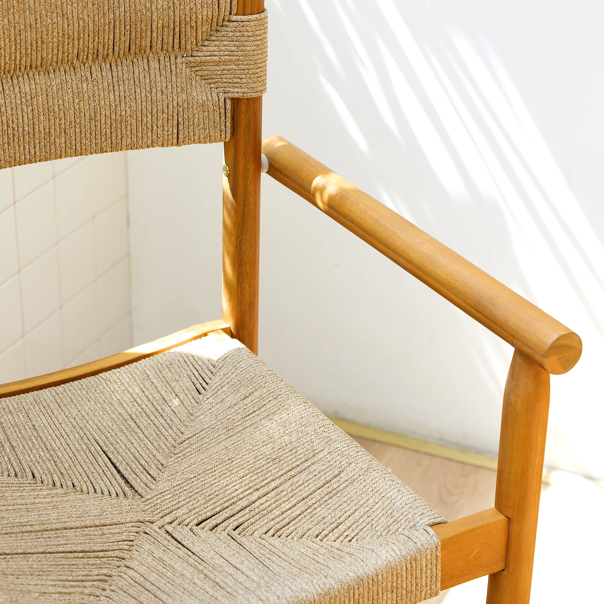 OVALLE - Lot de 2 chaises de jardin en acacia massif et corde - Image 7